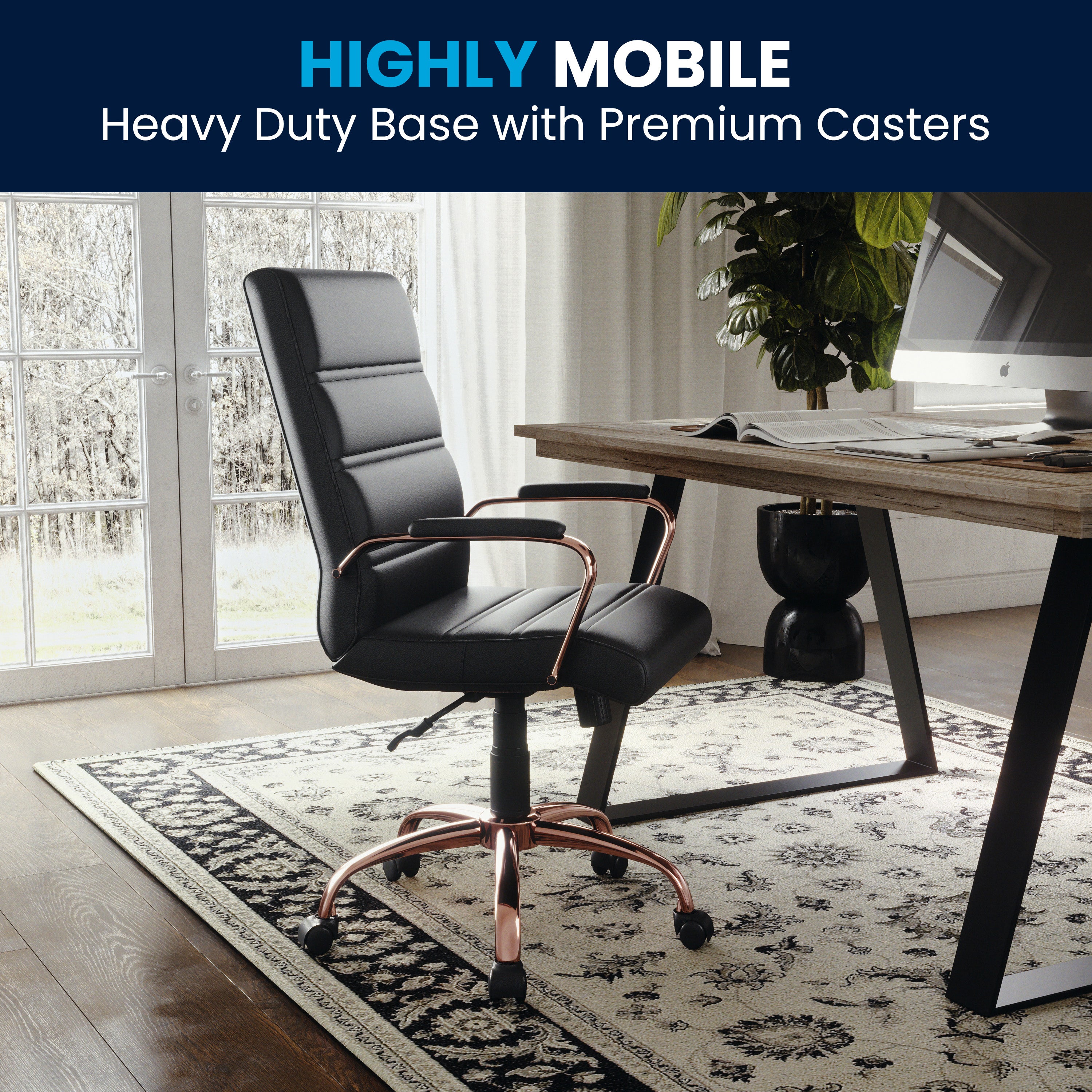 Mid-Back Executive Swivel Office Chair with Metal Frame and Arms