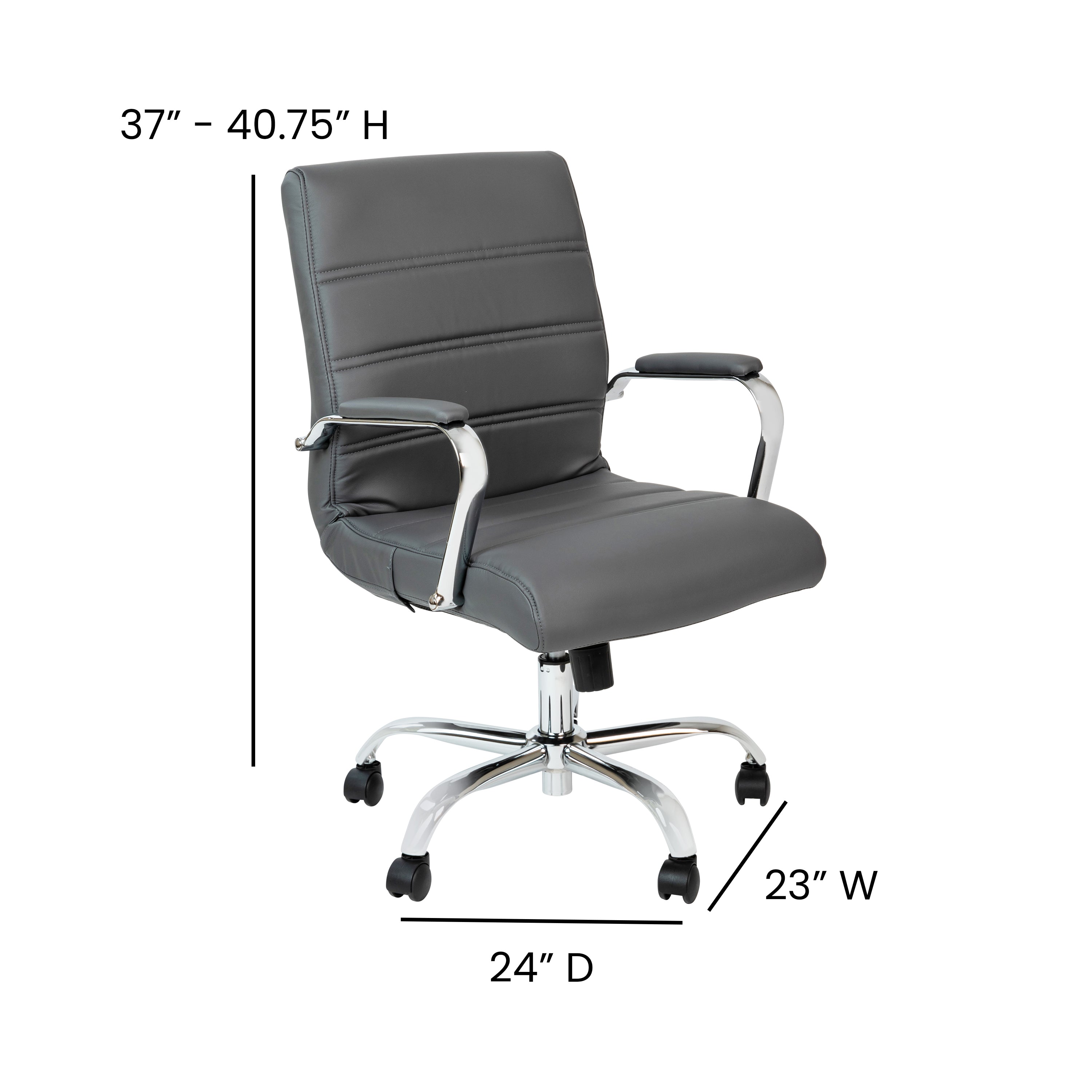 Mid-Back Executive Swivel Office Chair with Metal Frame and Arms