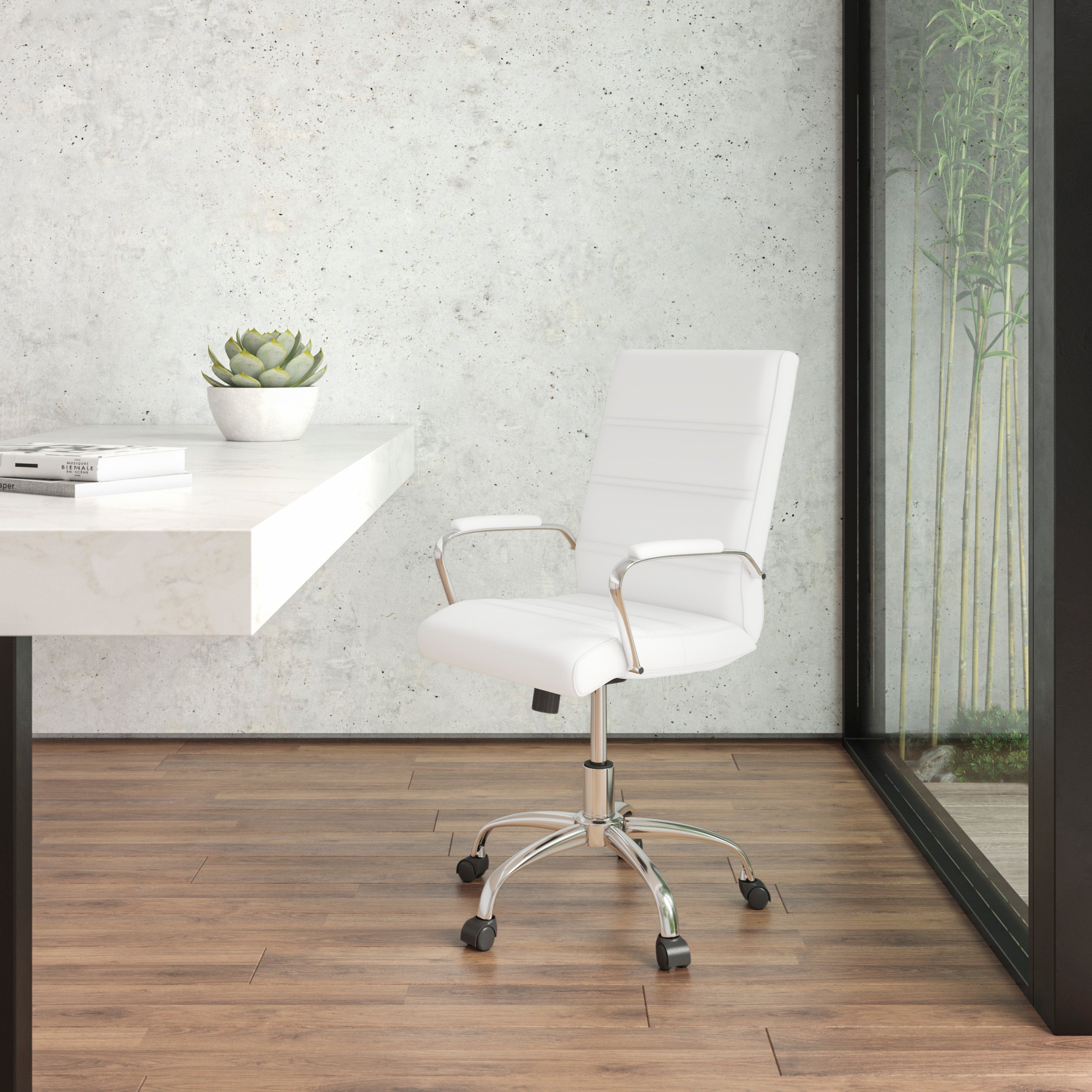 Mid-Back Executive Swivel Office Chair with Metal Frame and Arms