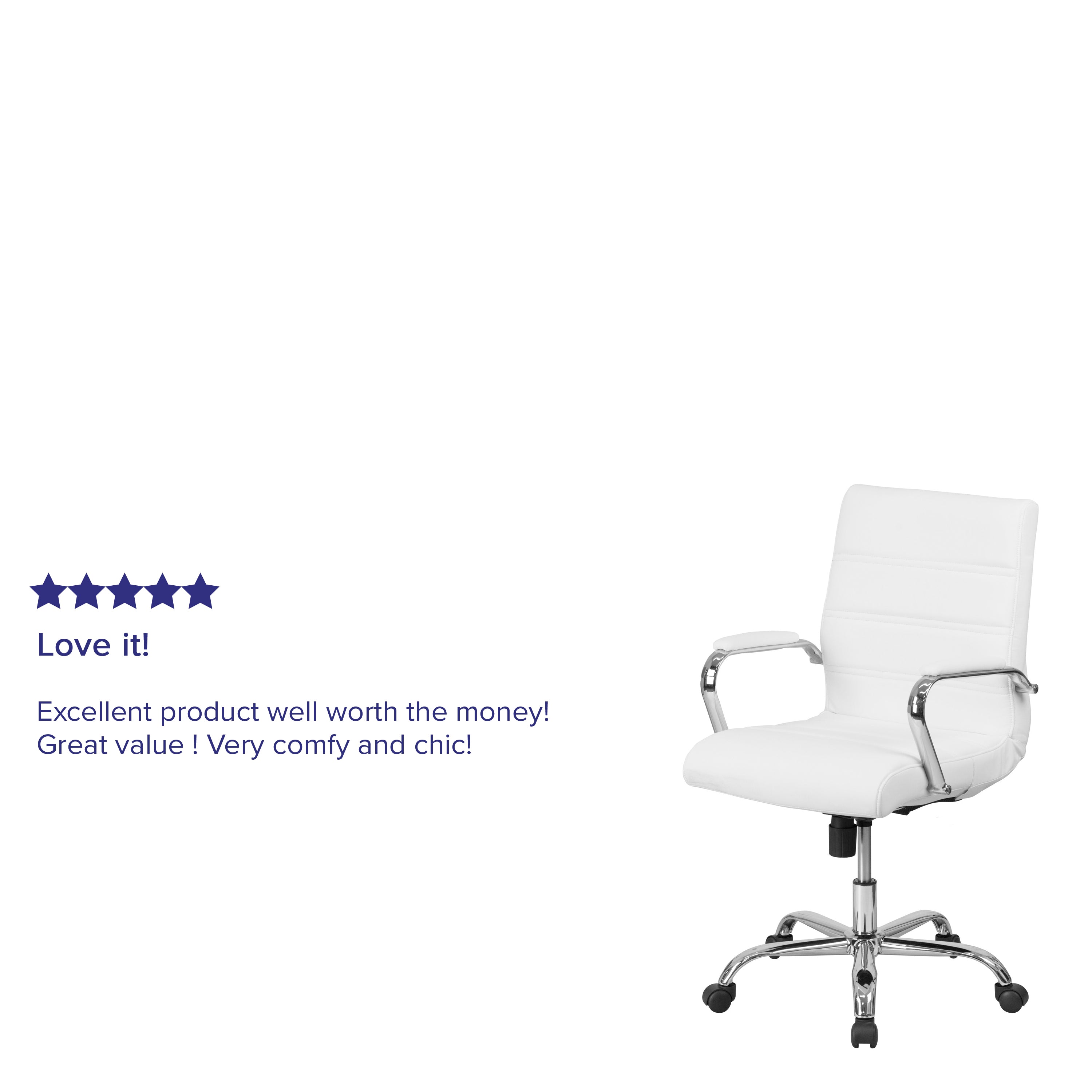 Mid-Back Executive Swivel Office Chair with Metal Frame and Arms