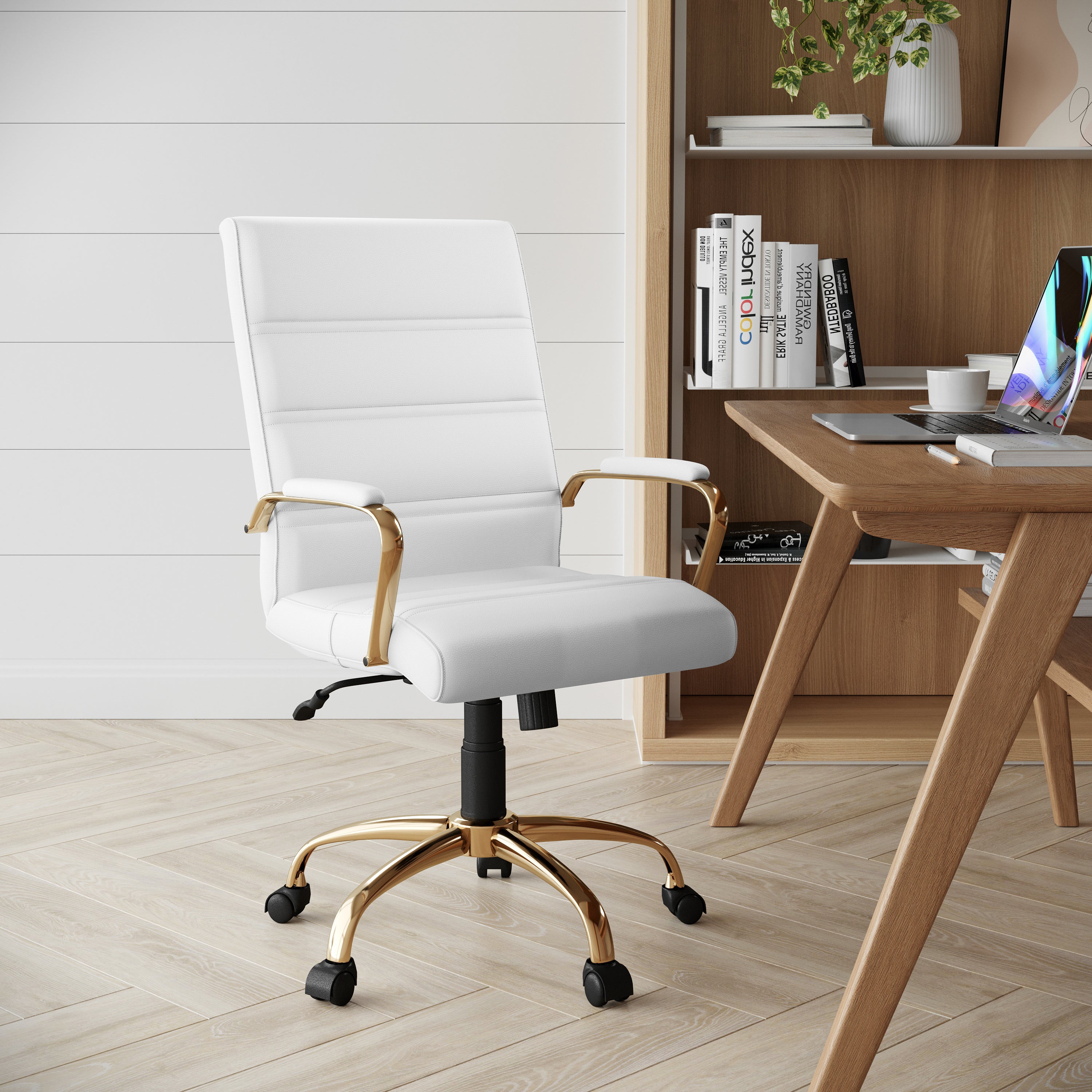 Mid-Back Executive Swivel Office Chair with Metal Frame and Arms
