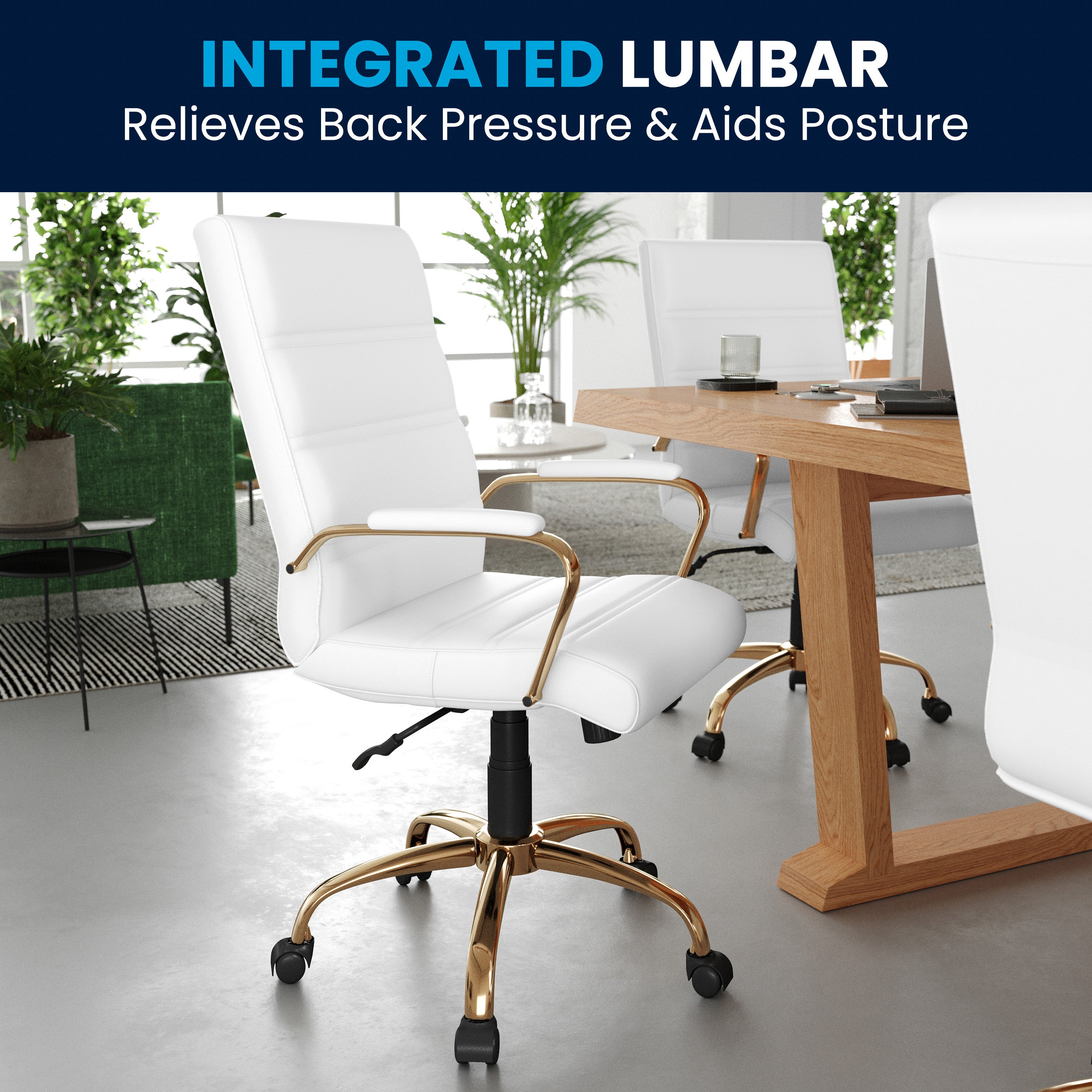 Mid-Back Executive Swivel Office Chair with Metal Frame and Arms