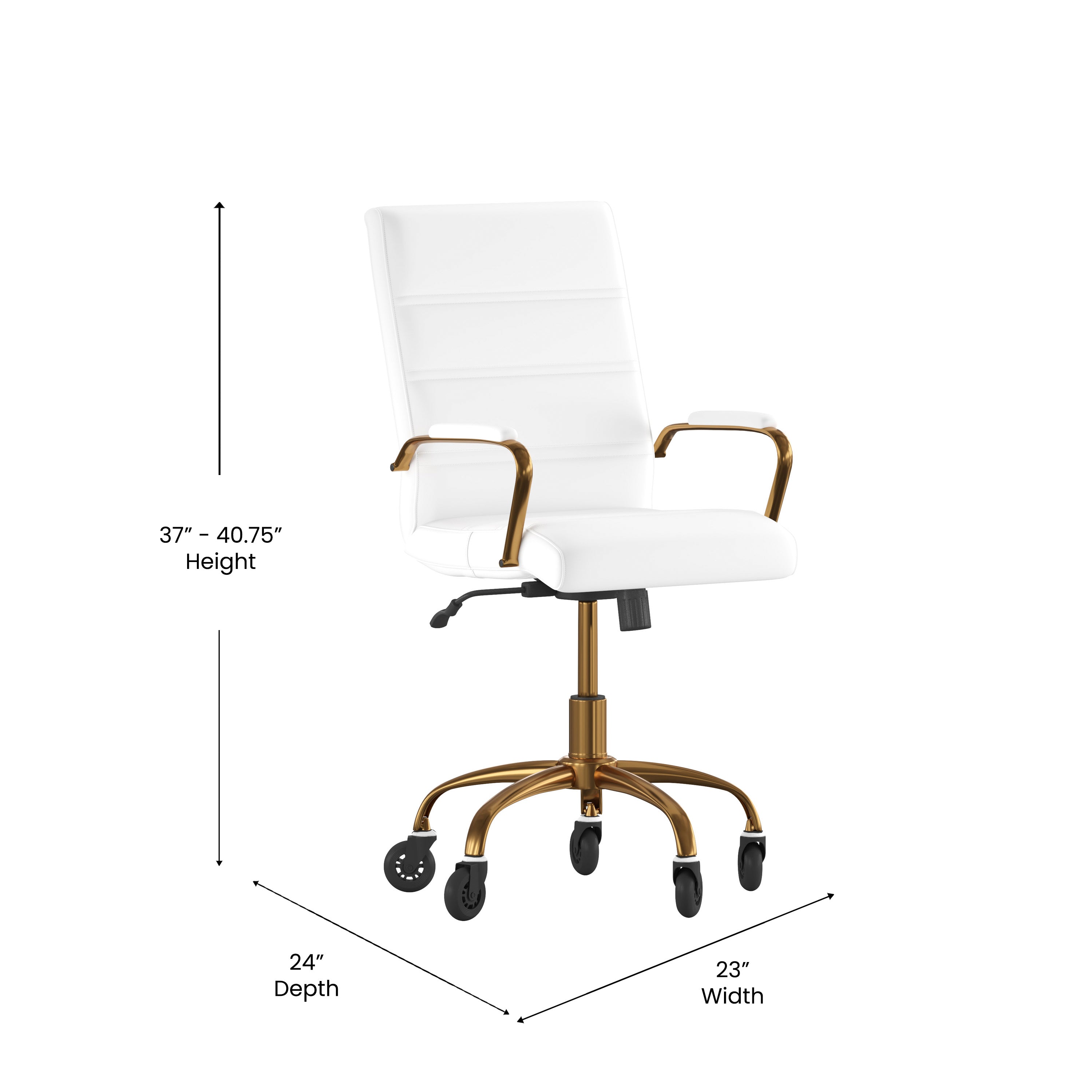 Camilia Mid-Back Executive Swivel Office Chair with Arms, and Transparent Roller Wheels