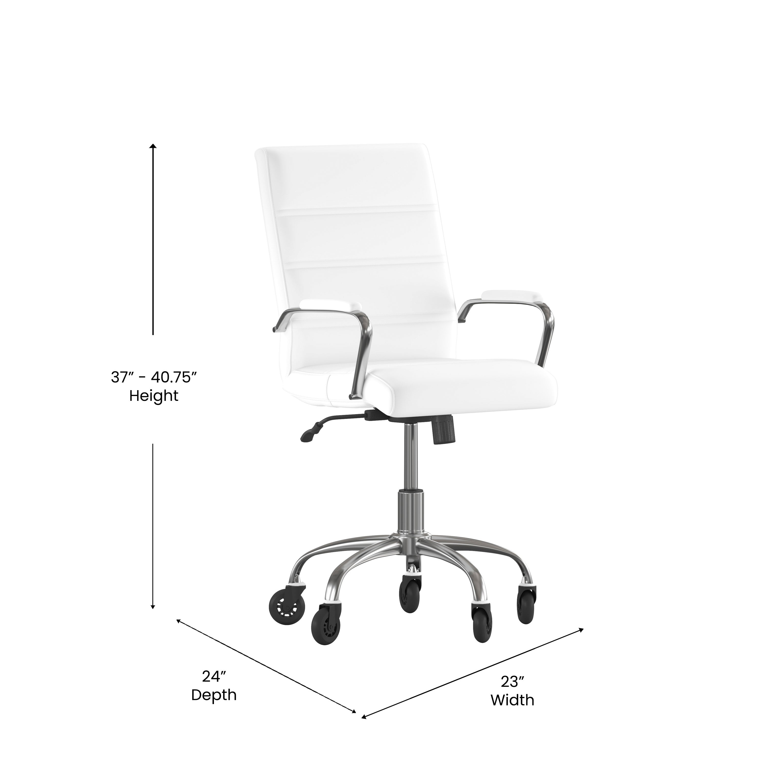 Camilia Mid-Back Executive Swivel Office Chair with Arms, and Transparent Roller Wheels