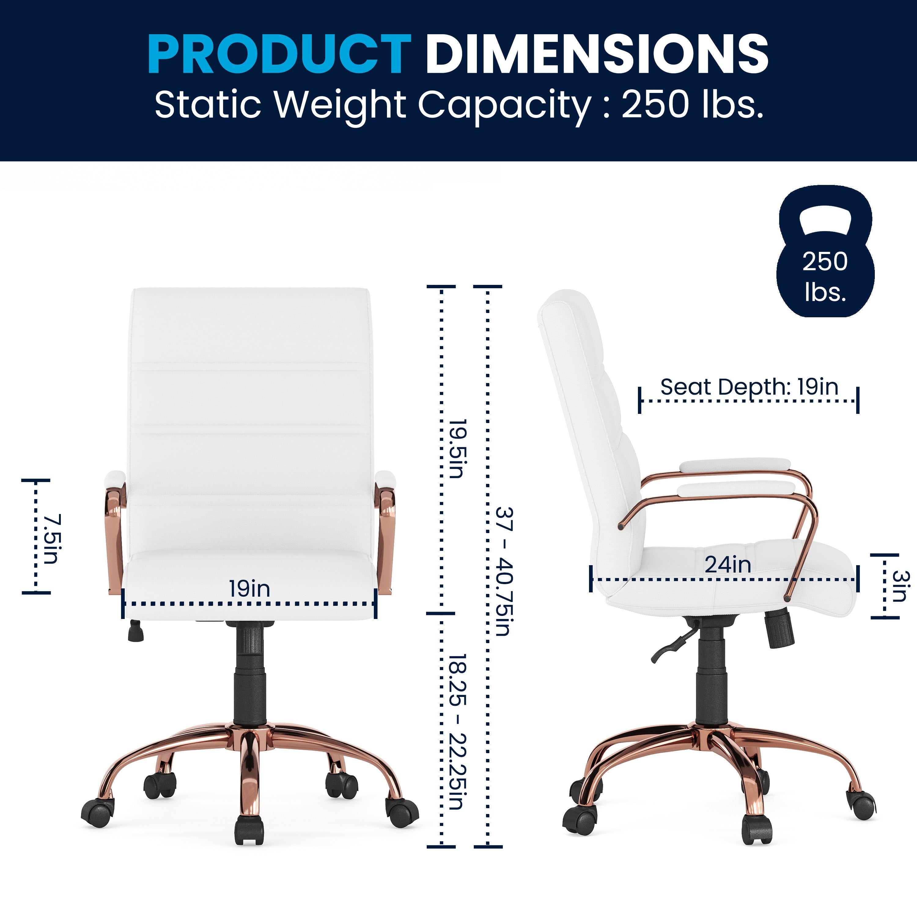 Mid-Back Executive Swivel Office Chair with Metal Frame and Arms