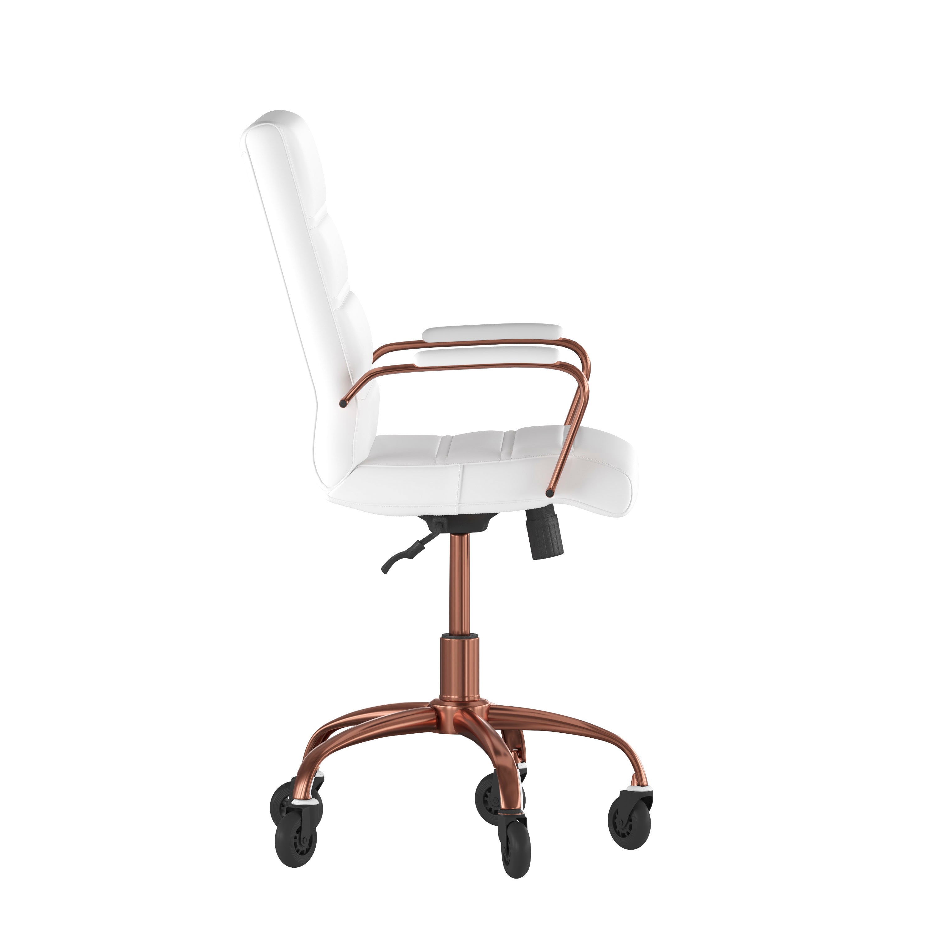 Camilia Mid-Back Executive Swivel Office Chair with Arms, and Transparent Roller Wheels