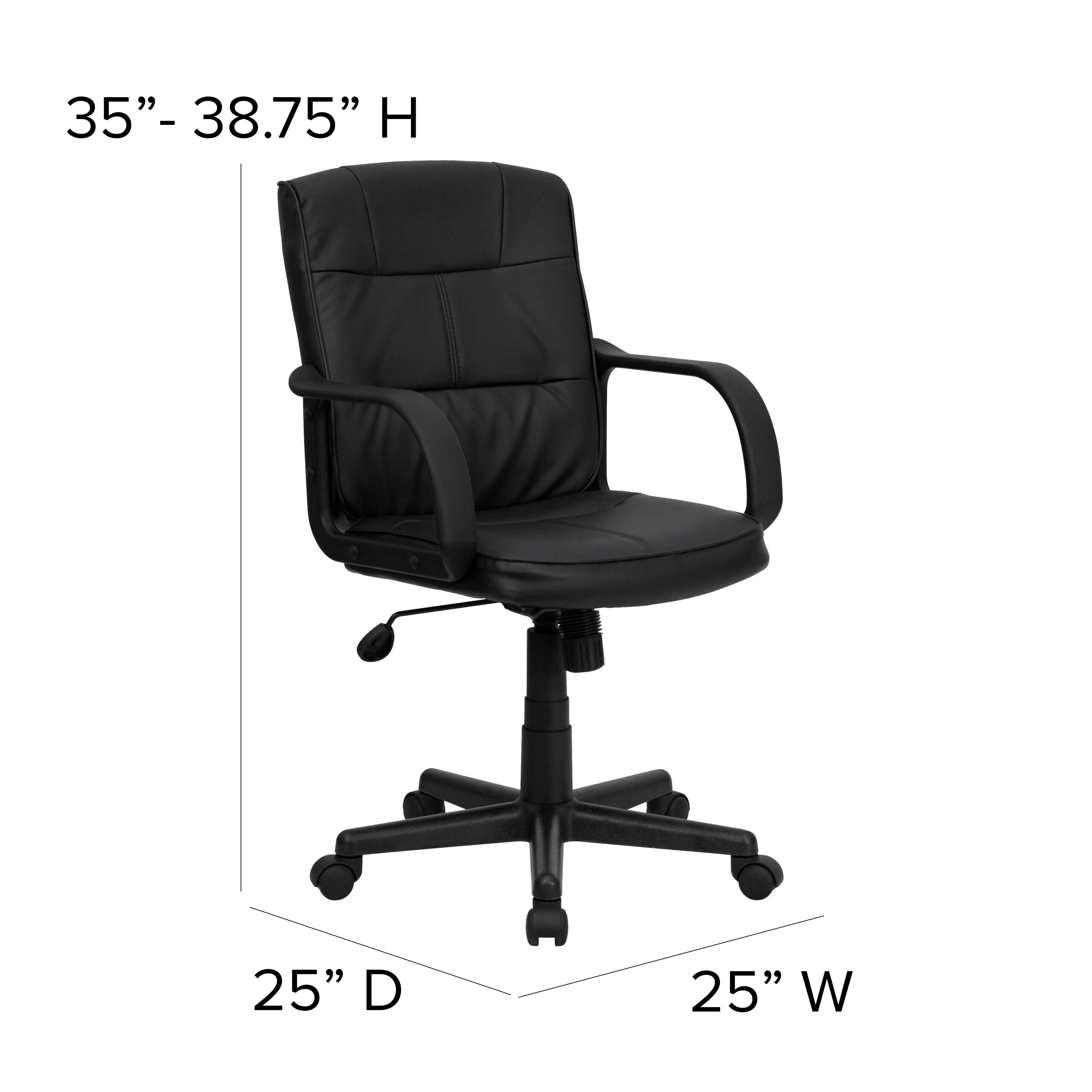 Mid-Back LeatherSoft Swivel Task Office Chair with Arms