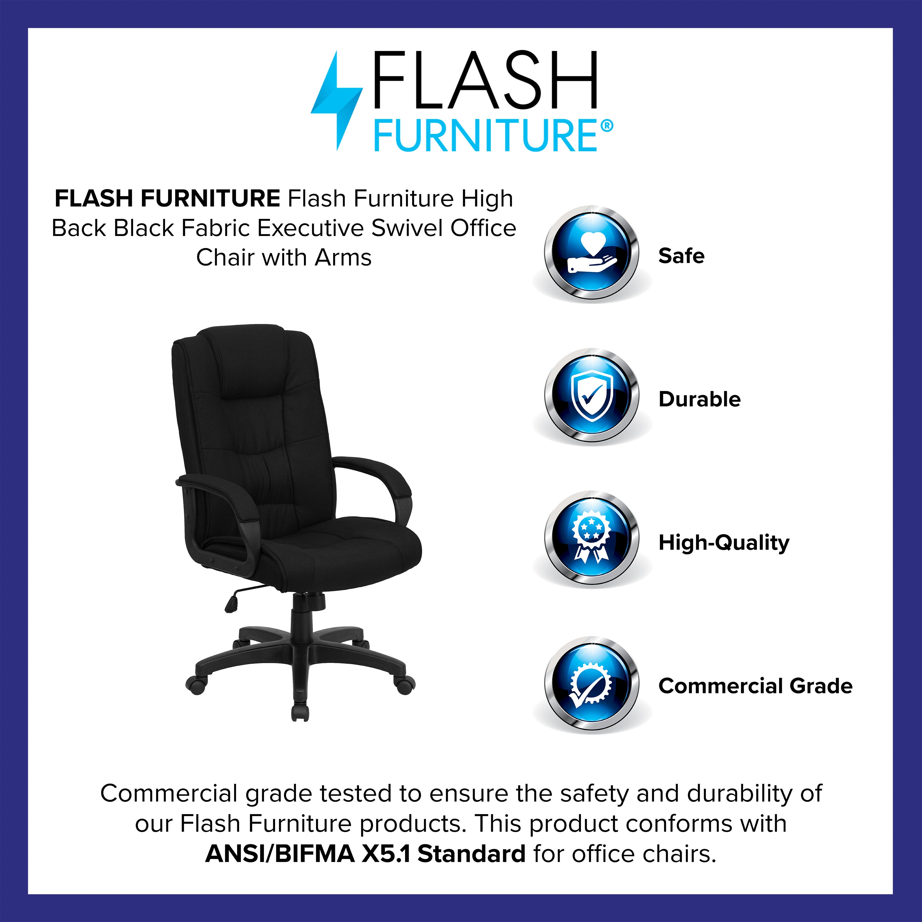 High Back Multi-Line Stitch Upholstered Executive Swivel Office Chair with Arms