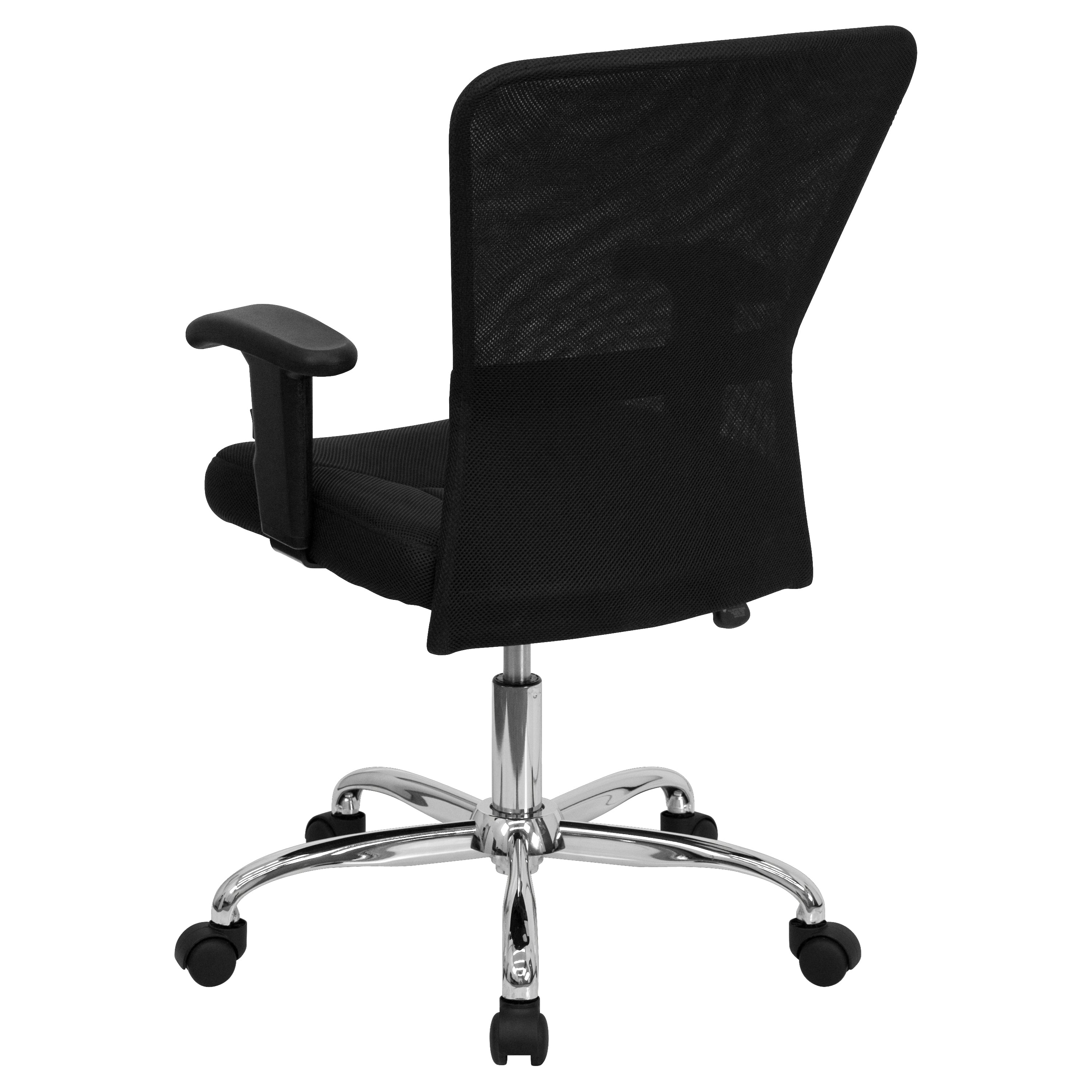 Mid-Back Mesh Contemporary Swivel Task Office Chair with Chrome Base and Adjustable Arms-Office Chair-Flash Furniture-Wall2Wall Furnishings