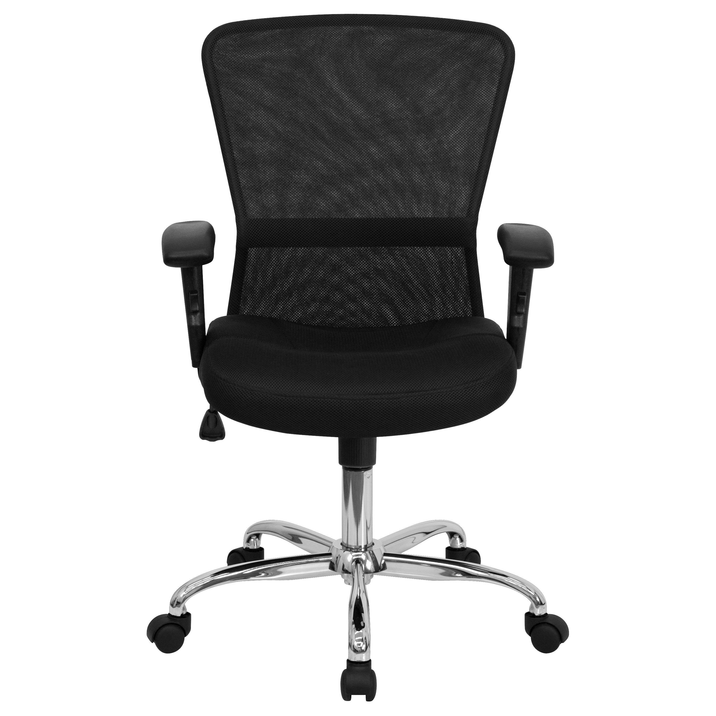 Mid-Back Mesh Contemporary Swivel Task Office Chair with Chrome Base and Adjustable Arms-Office Chair-Flash Furniture-Wall2Wall Furnishings