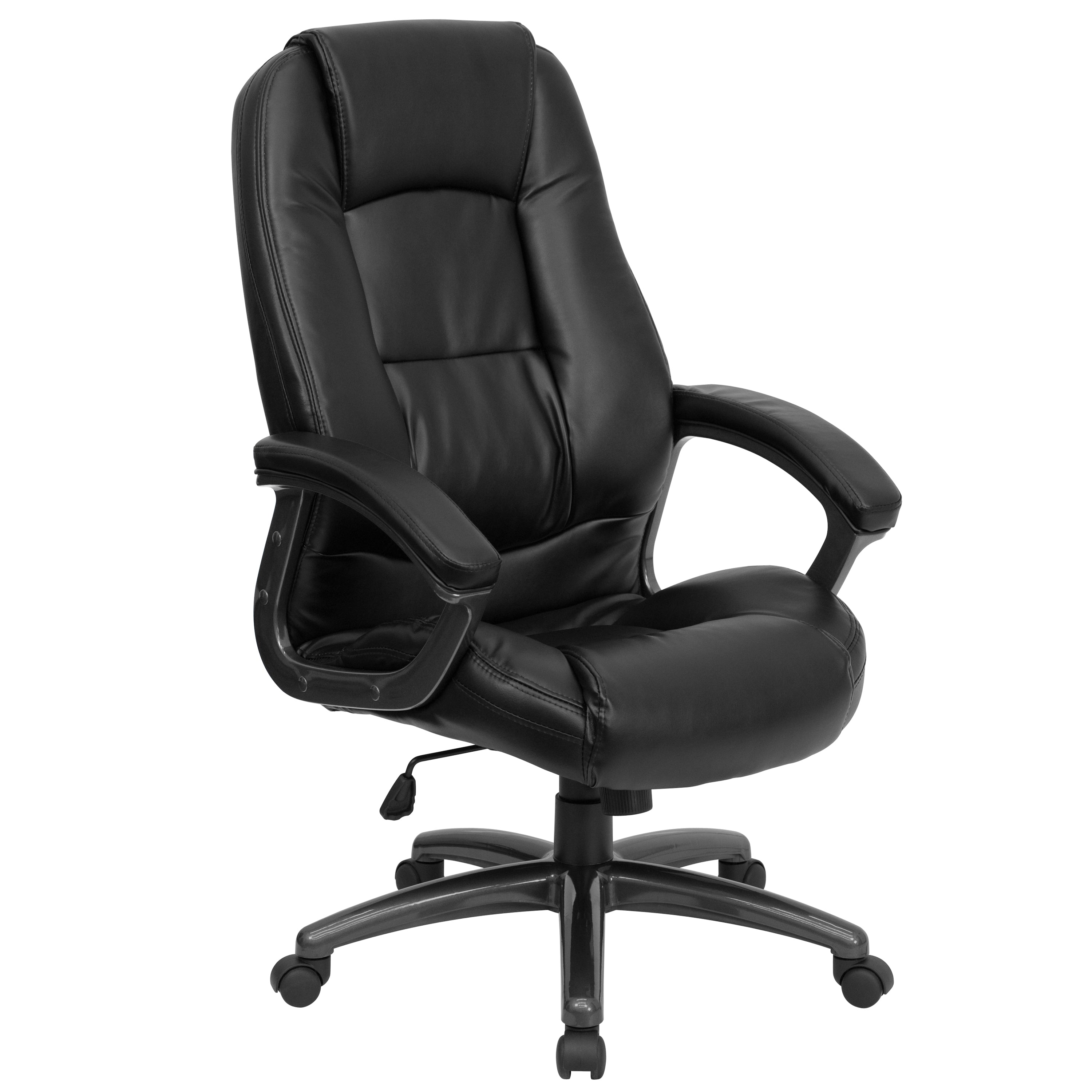 High Back LeatherSoft Executive Swivel Ergonomic Office Chair with Deep Curved Lumbar and Arms-Office Chair-Flash Furniture-Wall2Wall Furnishings