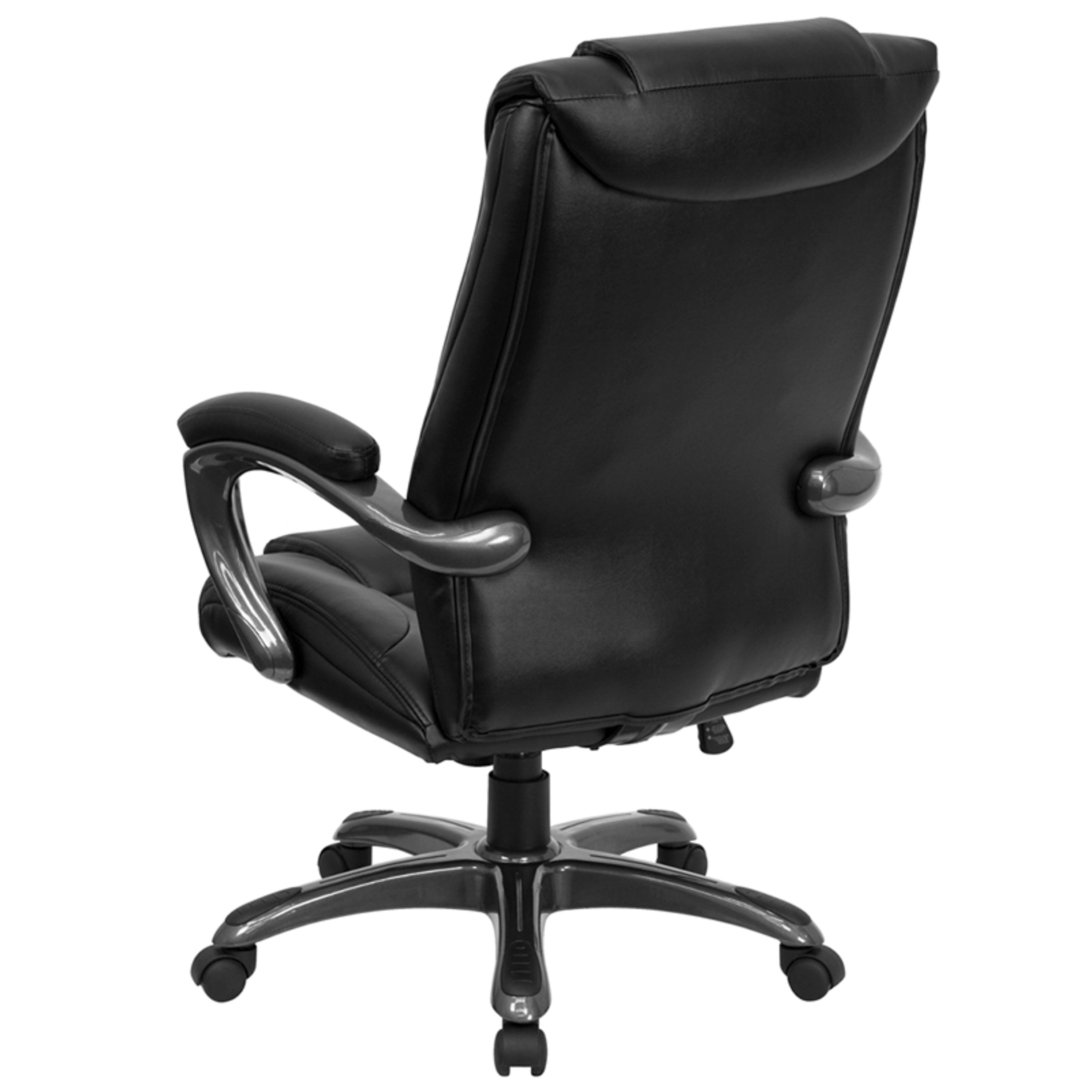 High Back LeatherSoft Layered Upholstered Executive Swivel Ergonomic Office Chair with Smoke Metal Base and Padded Arms
