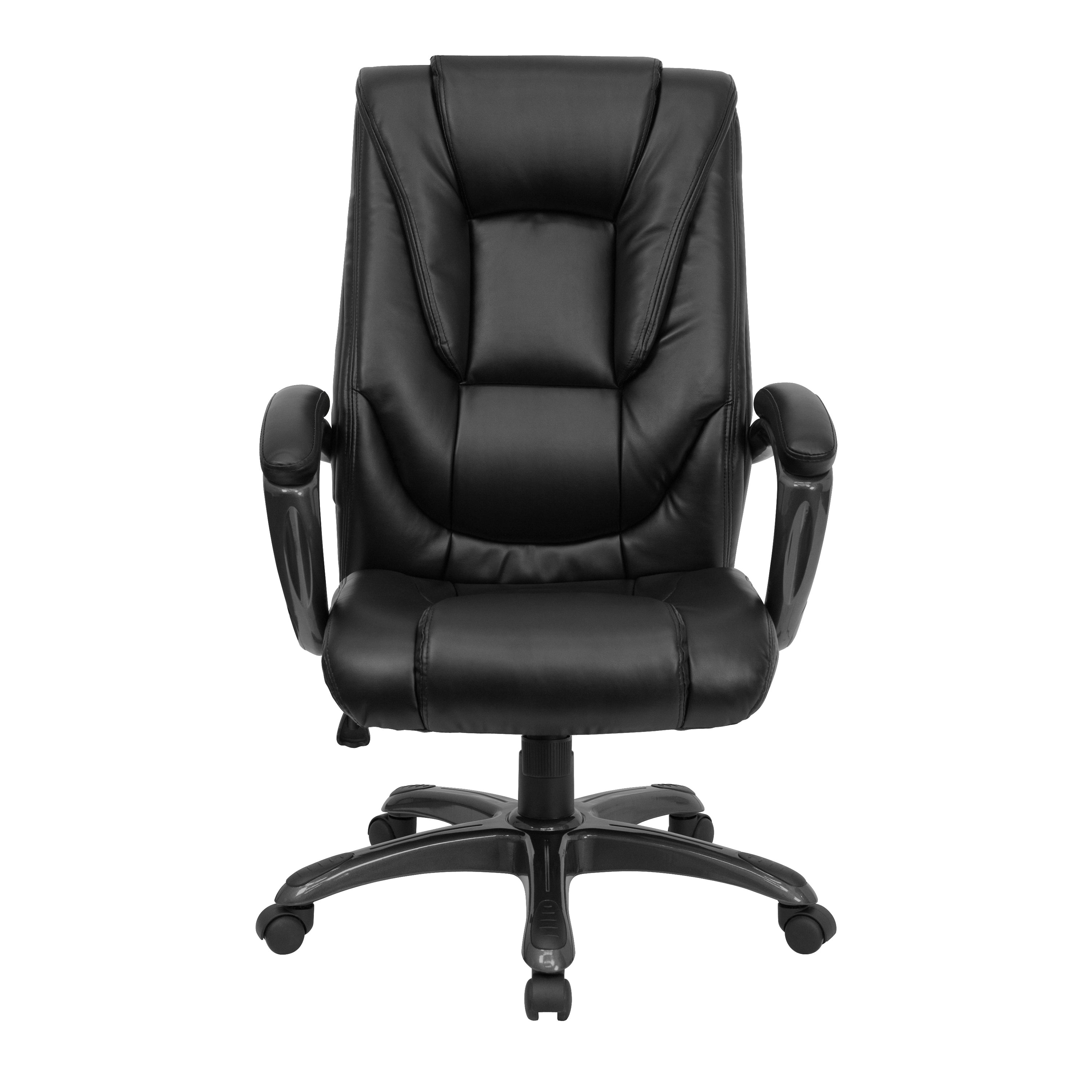 High Back LeatherSoft Layered Upholstered Executive Swivel Ergonomic Office Chair with Smoke Metal Base and Padded Arms