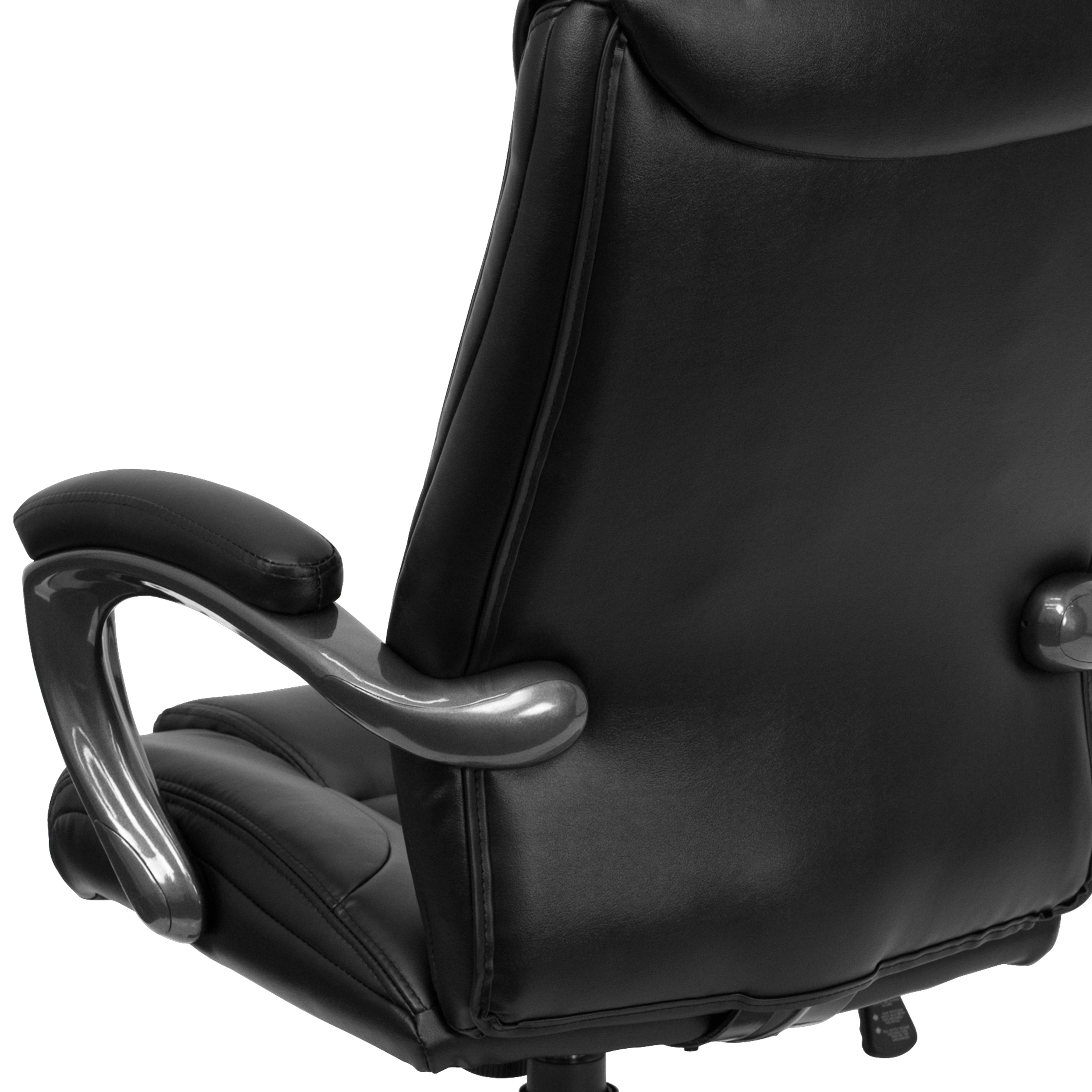 High Back LeatherSoft Layered Upholstered Executive Swivel Ergonomic Office Chair with Smoke Metal Base and Padded Arms