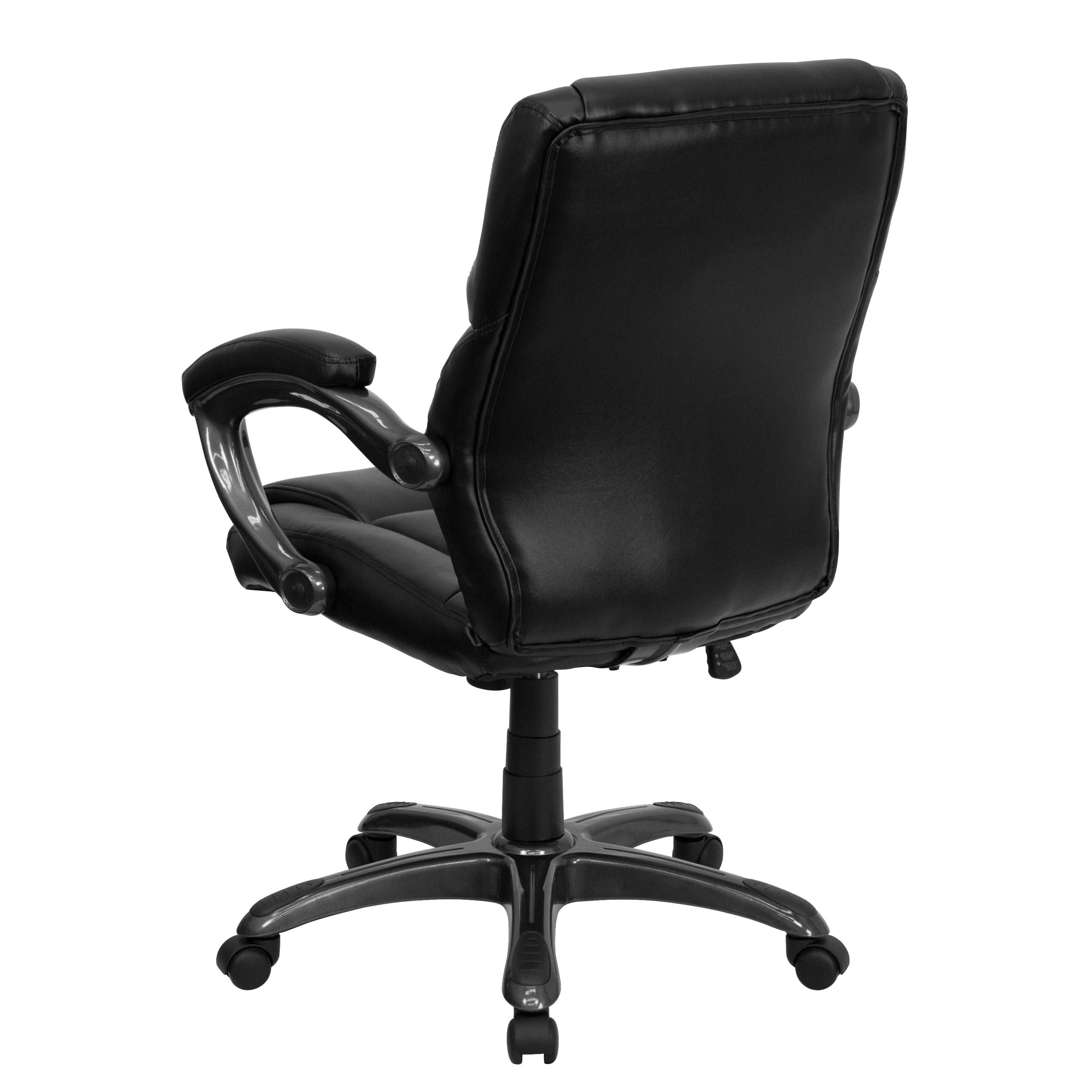 Mid-Back LeatherSoft Overstuffed Swivel Task Ergonomic Office Chair with Arms-Office Chair-Flash Furniture-Wall2Wall Furnishings