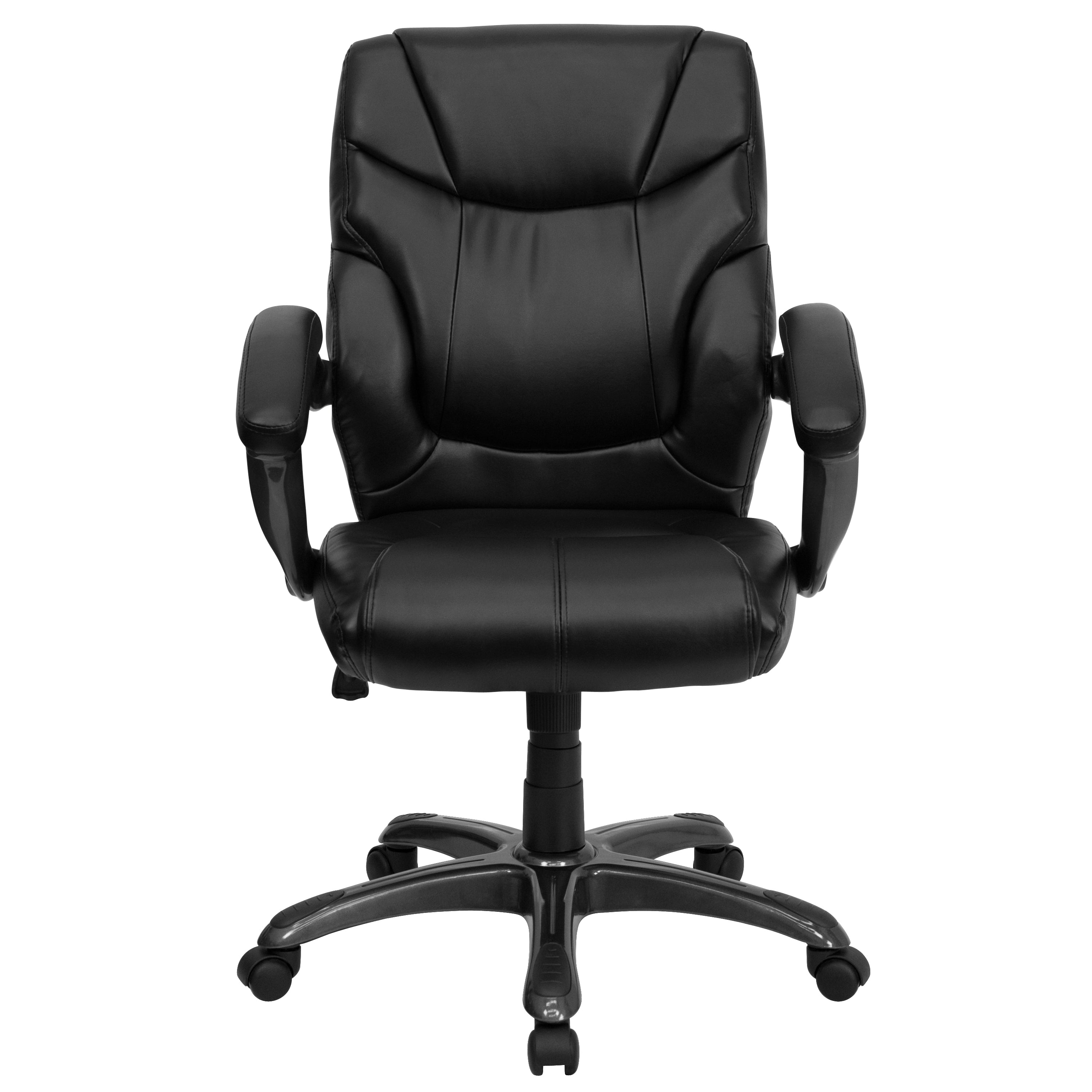Mid-Back LeatherSoft Overstuffed Swivel Task Ergonomic Office Chair with Arms-Office Chair-Flash Furniture-Wall2Wall Furnishings