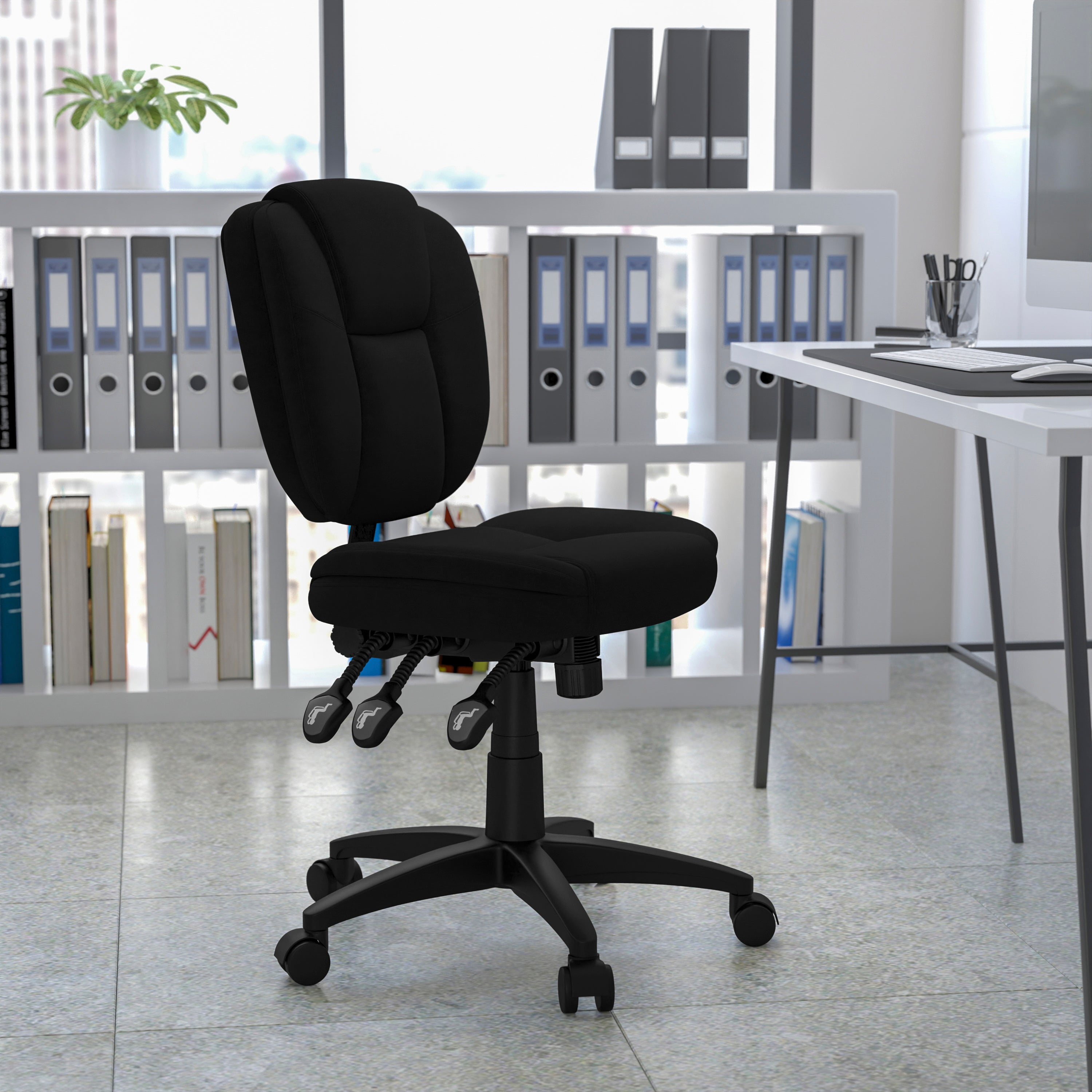 Mid-Back Multifunction Swivel Ergonomic Task Office Chair with Pillow Top Cushioning