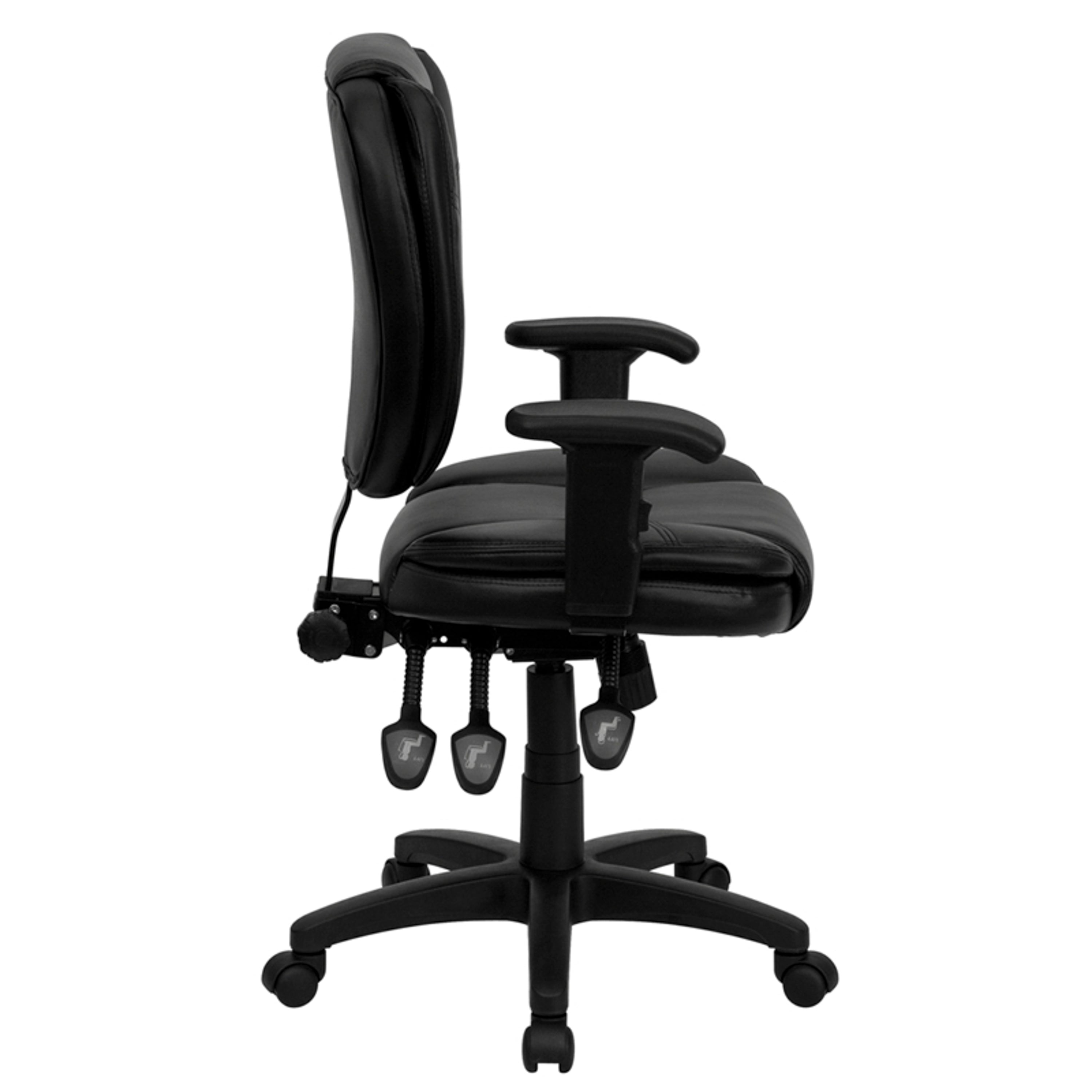 Mid-Back Multifunction Swivel Ergonomic Task Office Chair with Pillow Top Cushioning and Adjustable Arms