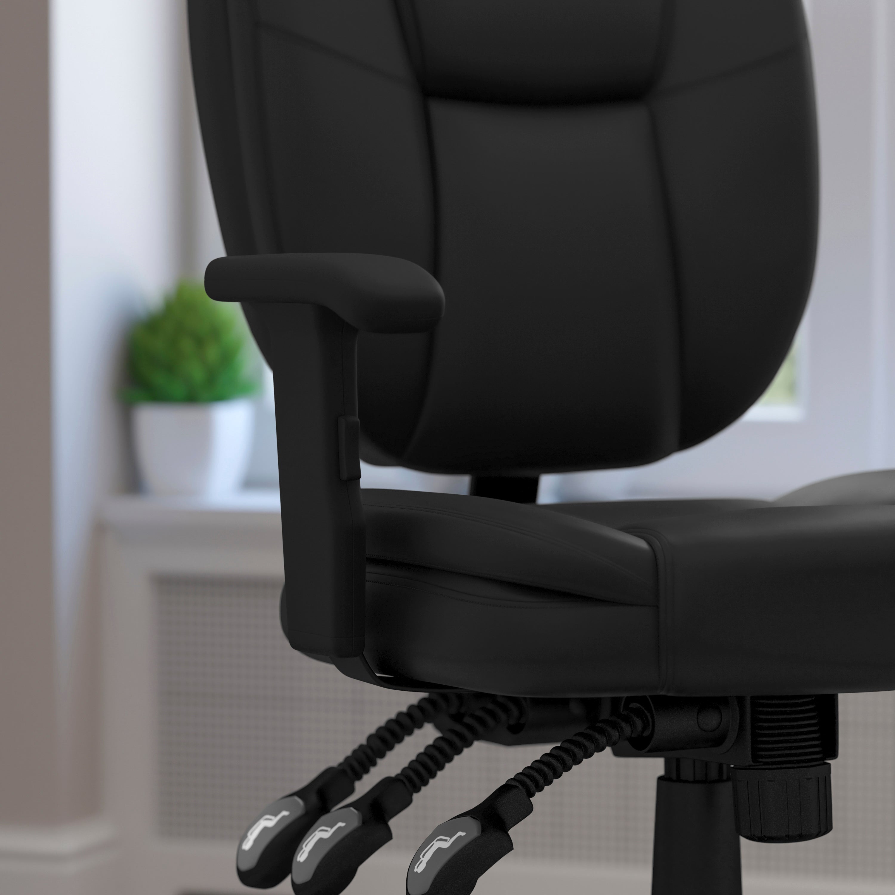Mid-Back Multifunction Swivel Ergonomic Task Office Chair with Pillow Top Cushioning and Adjustable Arms