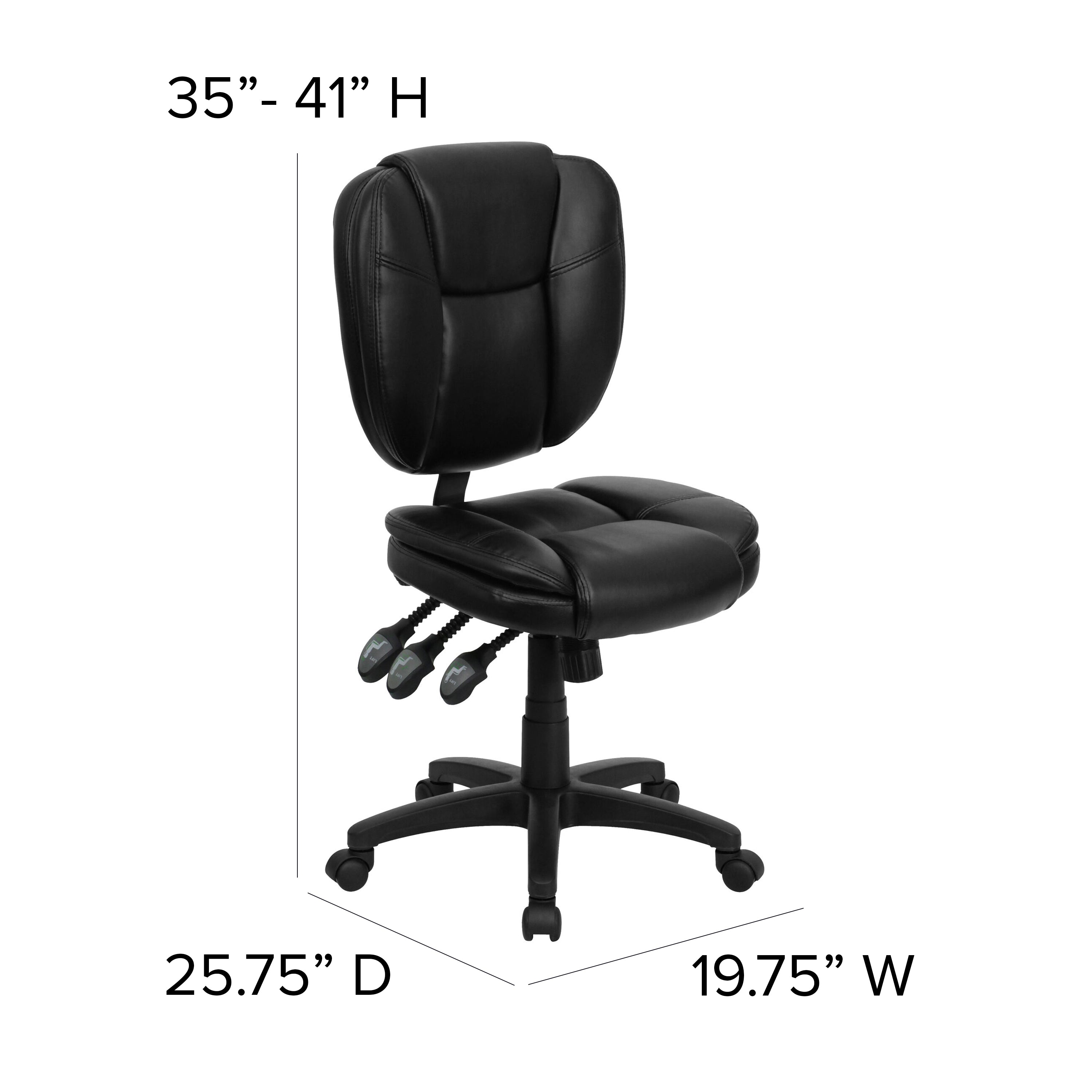 Mid-Back Multifunction Swivel Ergonomic Task Office Chair with Pillow Top Cushioning