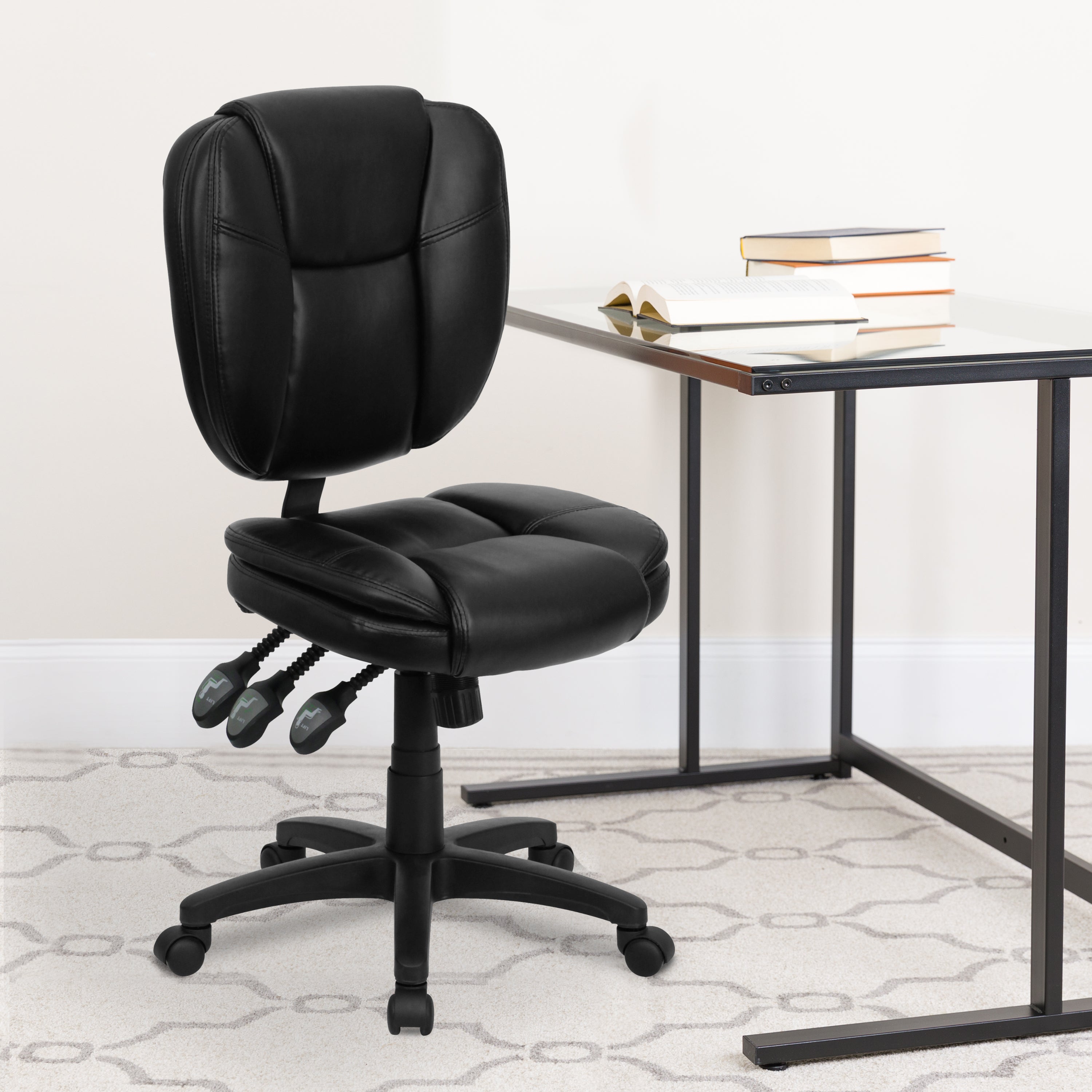 Mid-Back Multifunction Swivel Ergonomic Task Office Chair with Pillow Top Cushioning