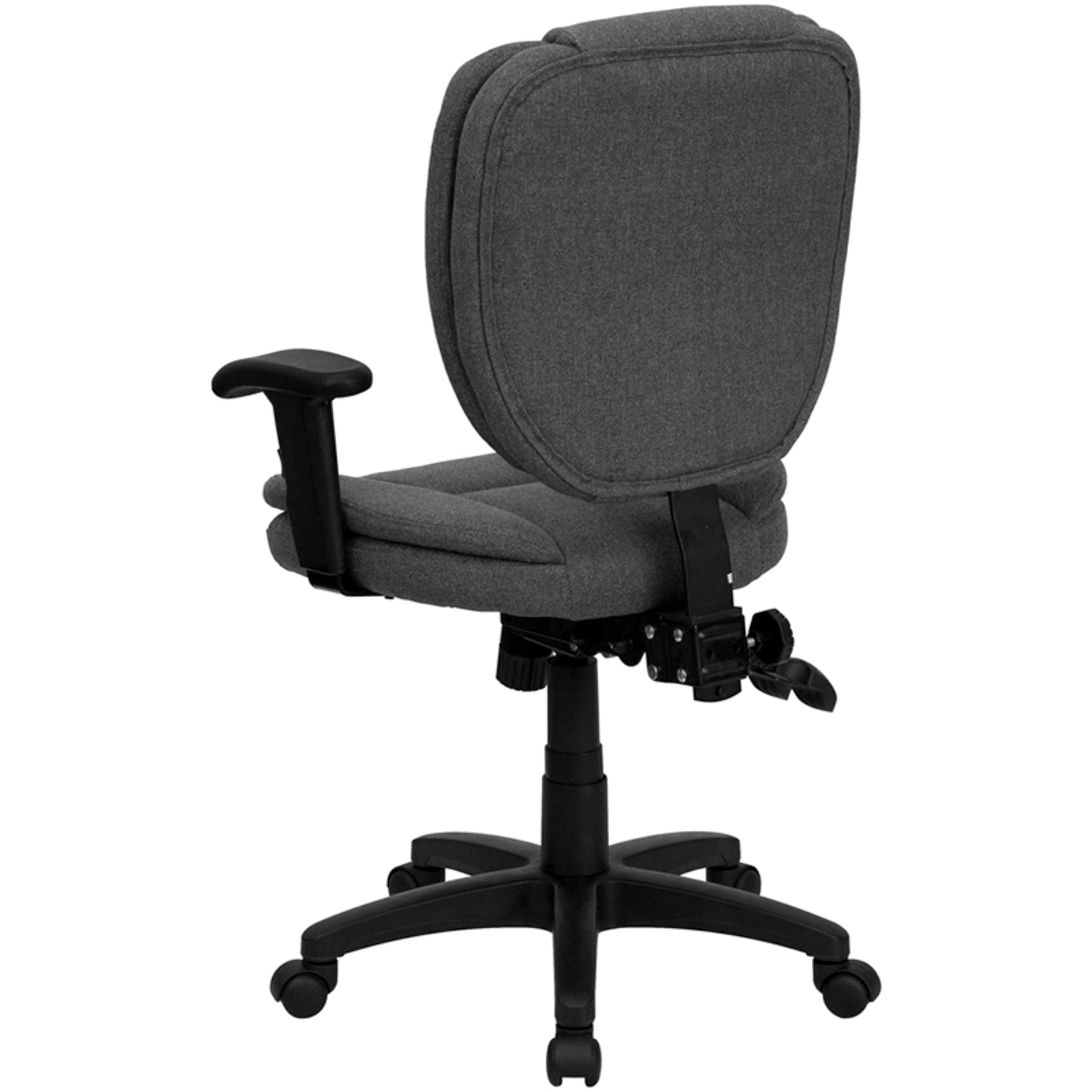 Mid-Back Multifunction Swivel Ergonomic Task Office Chair with Pillow Top Cushioning and Adjustable Arms-Office Chair-Flash Furniture-Wall2Wall Furnishings