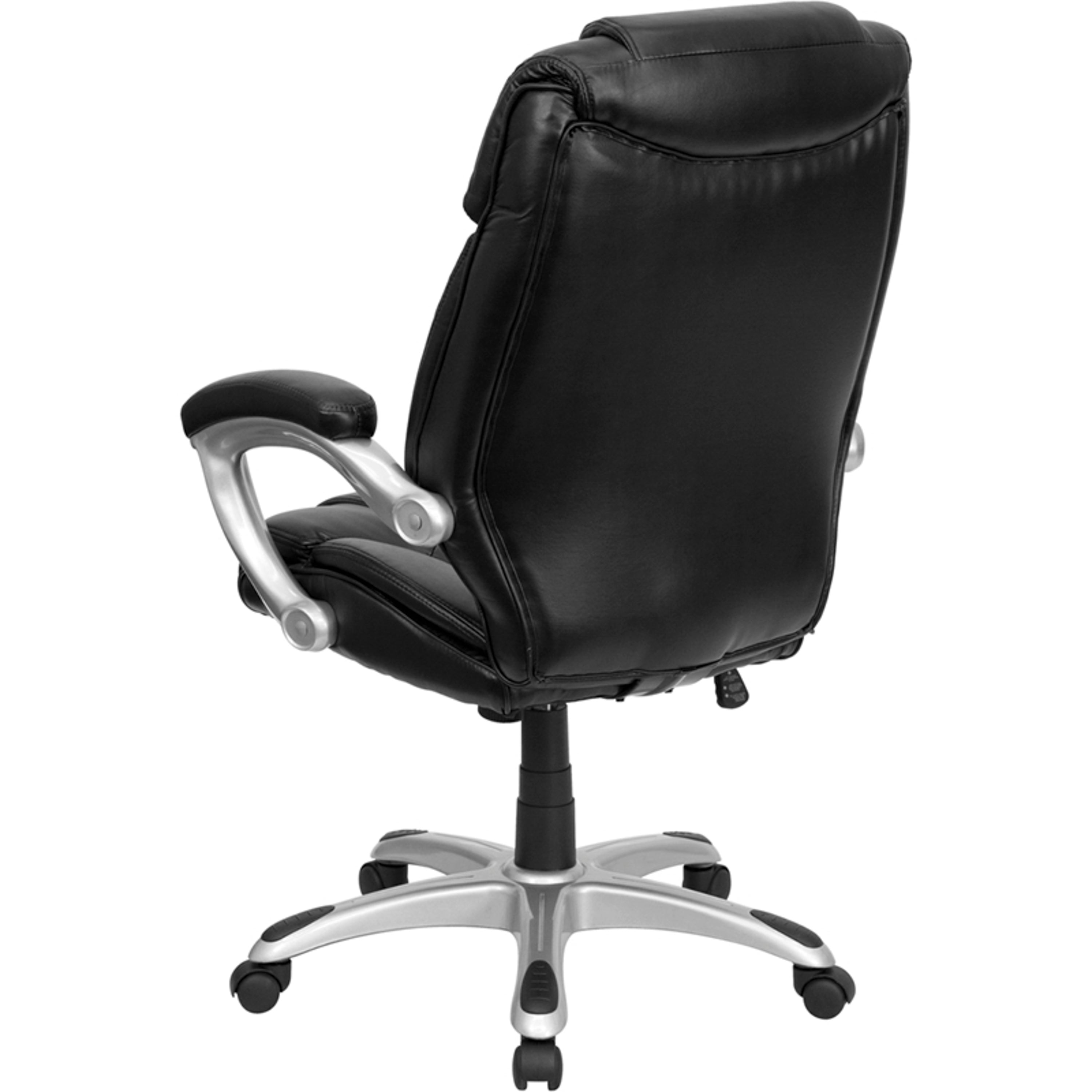 High Back LeatherSoft Layered Upholstered Executive Swivel Ergonomic Office Chair with Silver Nylon Base and Arms-Office Chair-Flash Furniture-Wall2Wall Furnishings