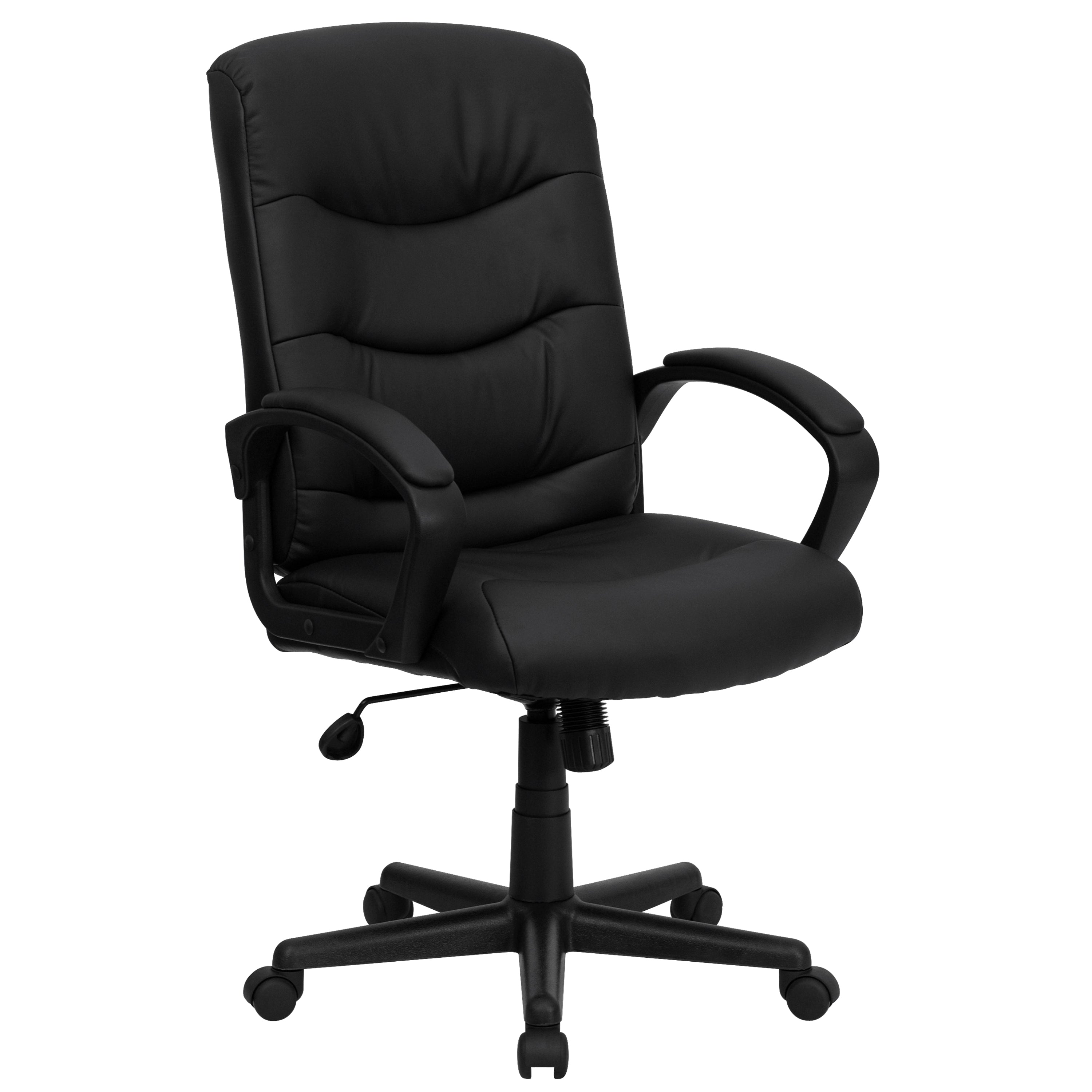Mid-Back Fabric Executive Swivel Office Chair with Three Line Horizontal Stitch Back and Arms