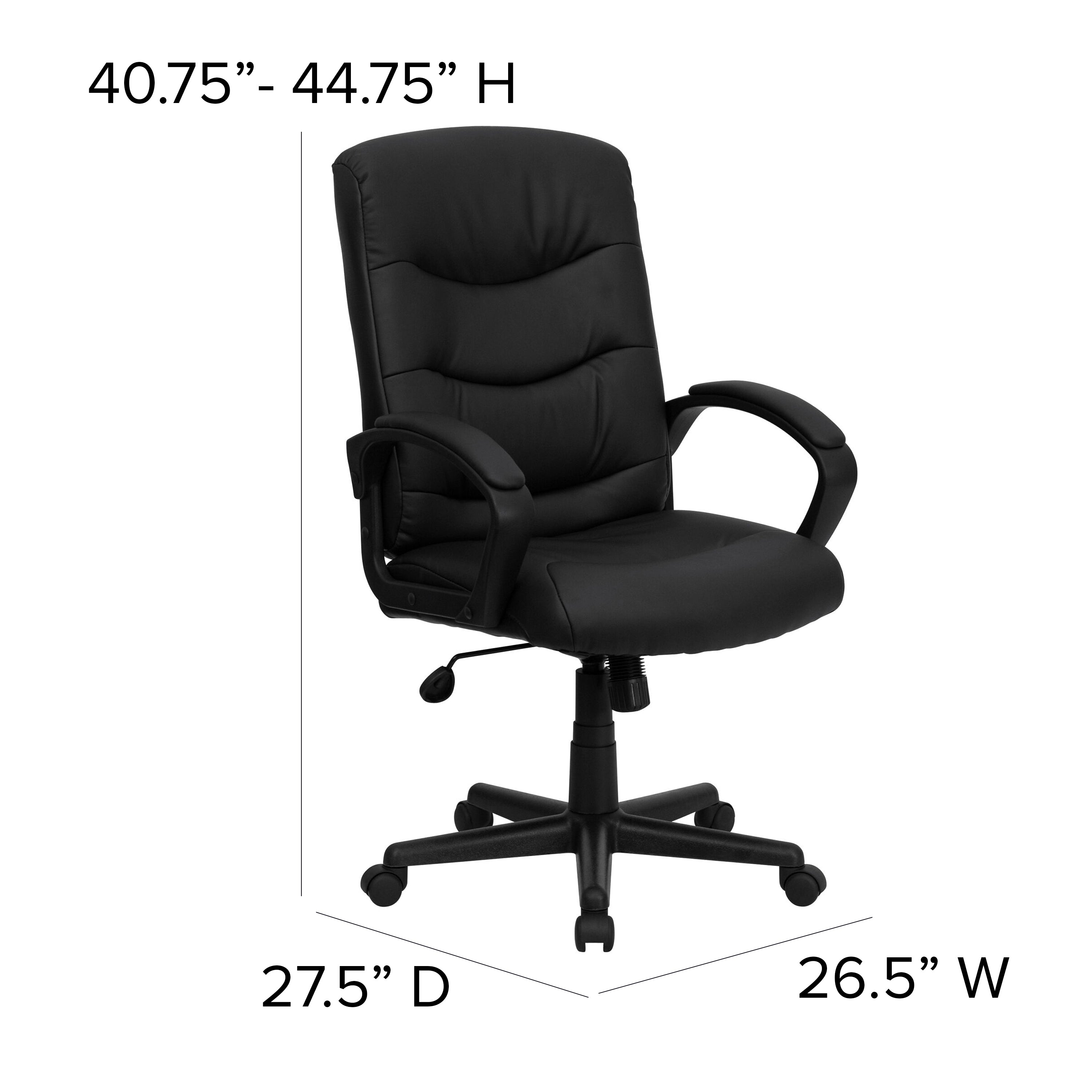 Mid-Back Fabric Executive Swivel Office Chair with Three Line Horizontal Stitch Back and Arms