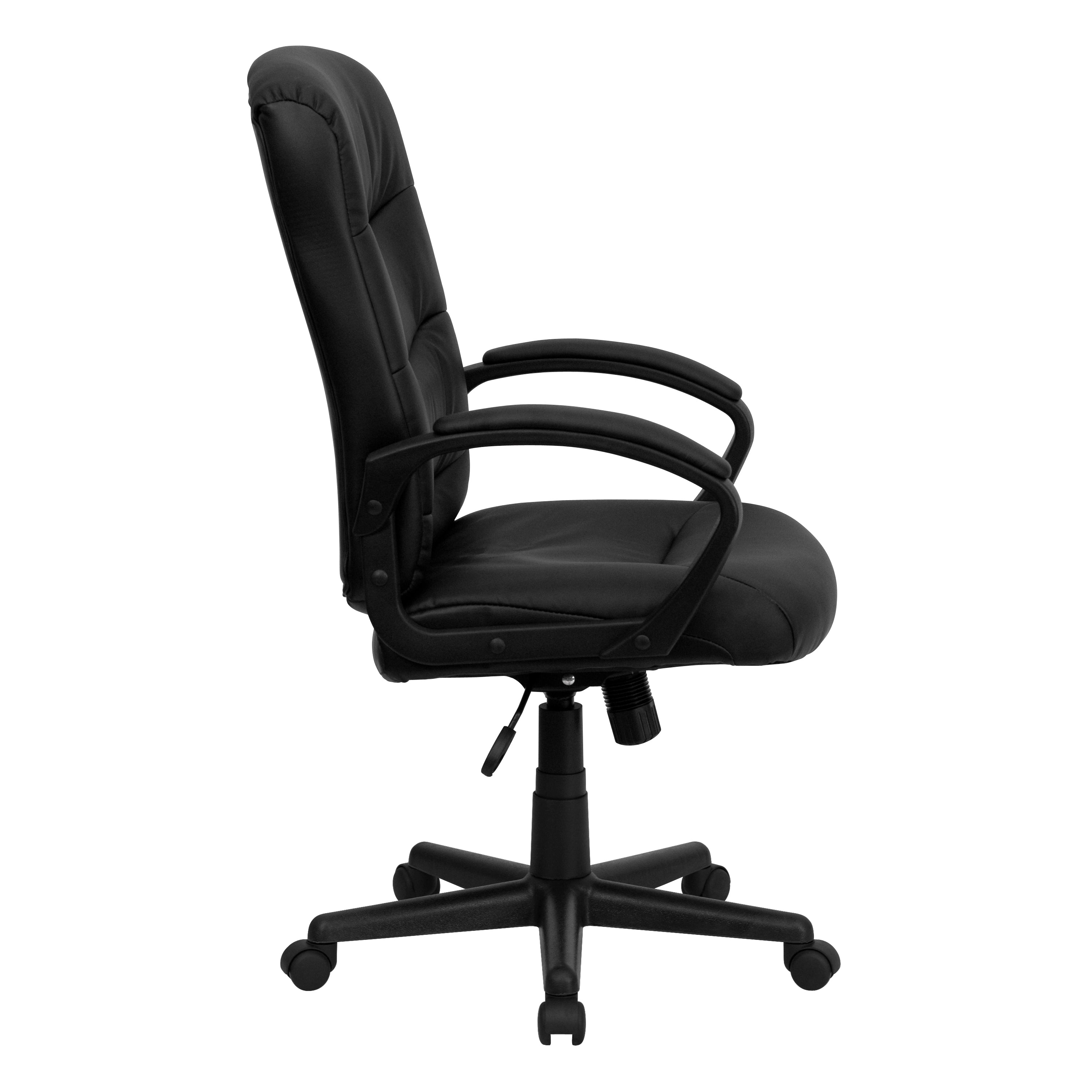 Mid-Back Fabric Executive Swivel Office Chair with Three Line Horizontal Stitch Back and Arms