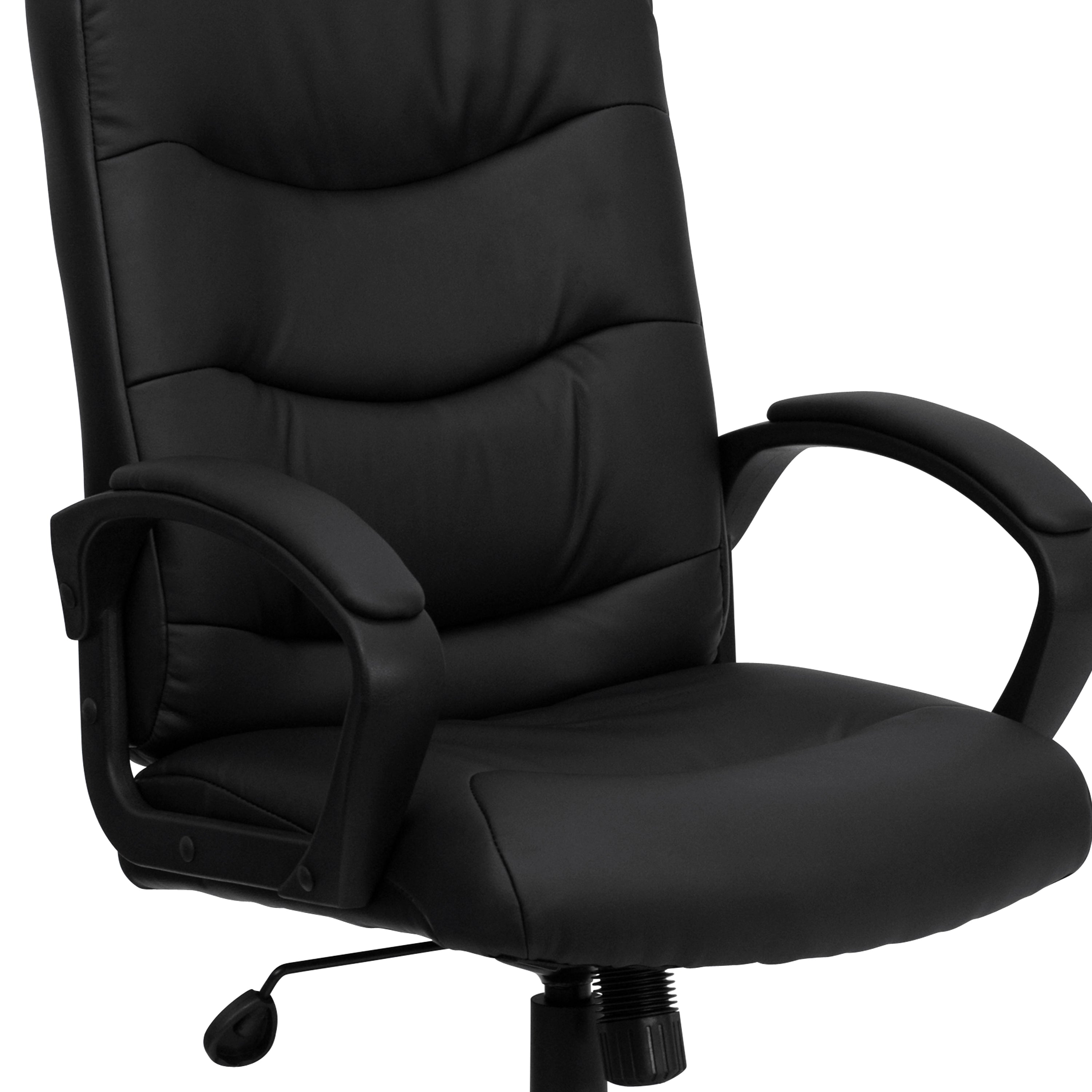 Mid-Back Fabric Executive Swivel Office Chair with Three Line Horizontal Stitch Back and Arms