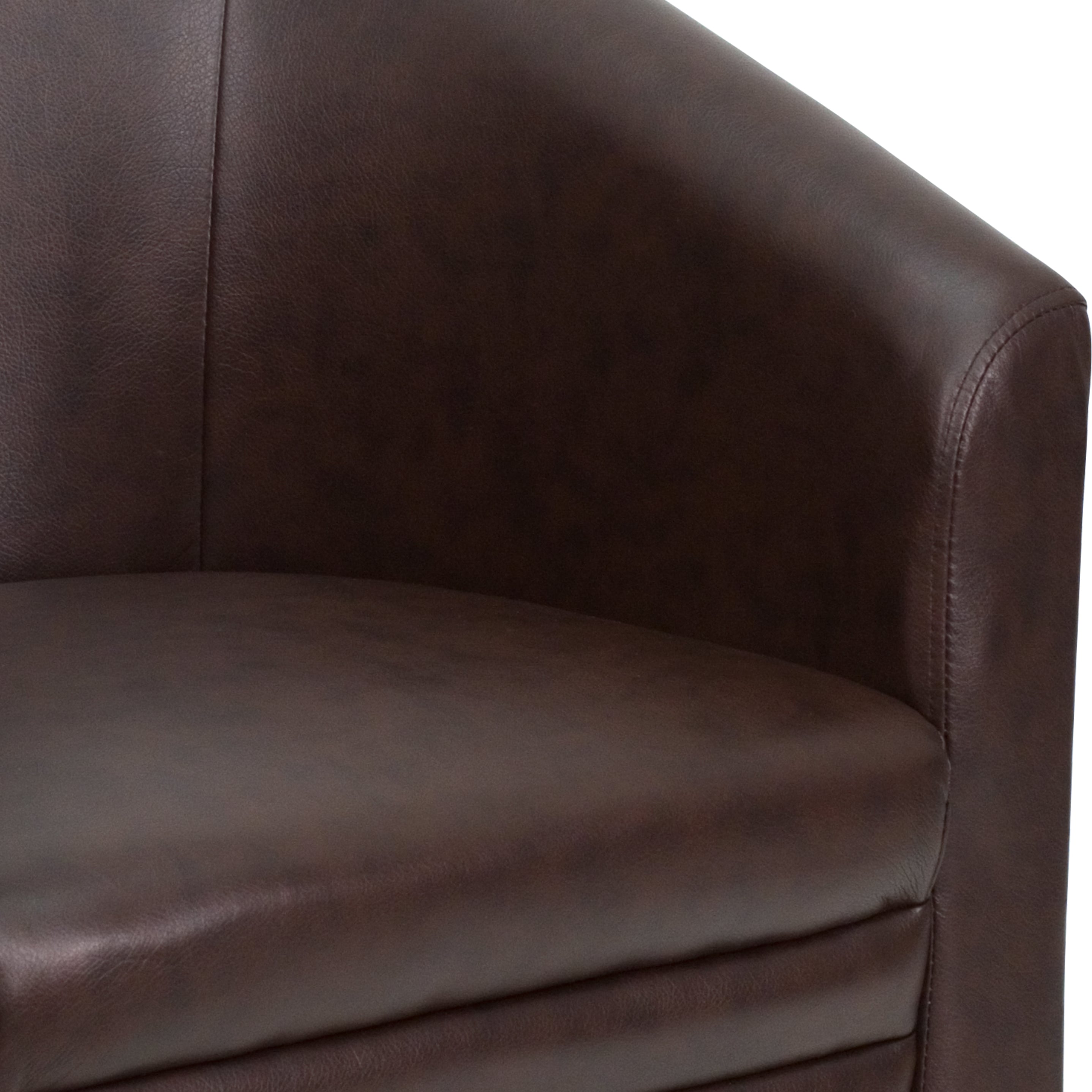 LeatherSoft Barrel-Shaped Guest Chair-Reception Chair-Flash Furniture-Wall2Wall Furnishings
