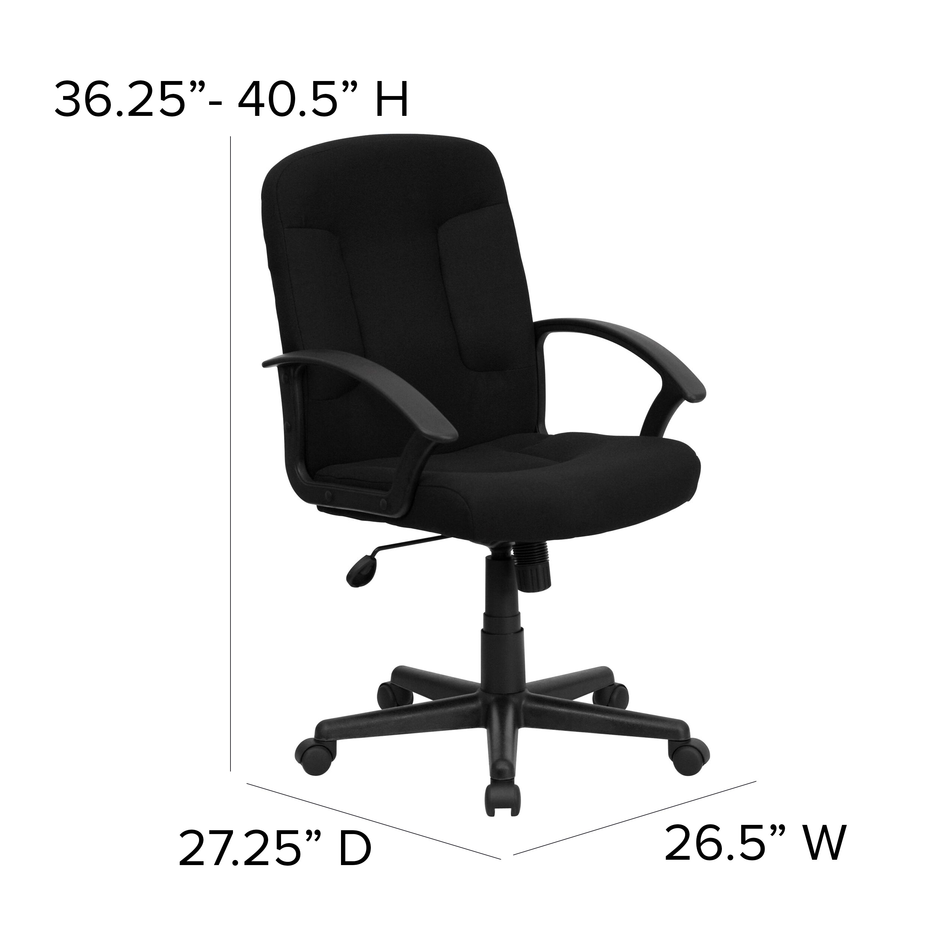 Mid-Back Fabric Executive Swivel Office Chair with Nylon Arms