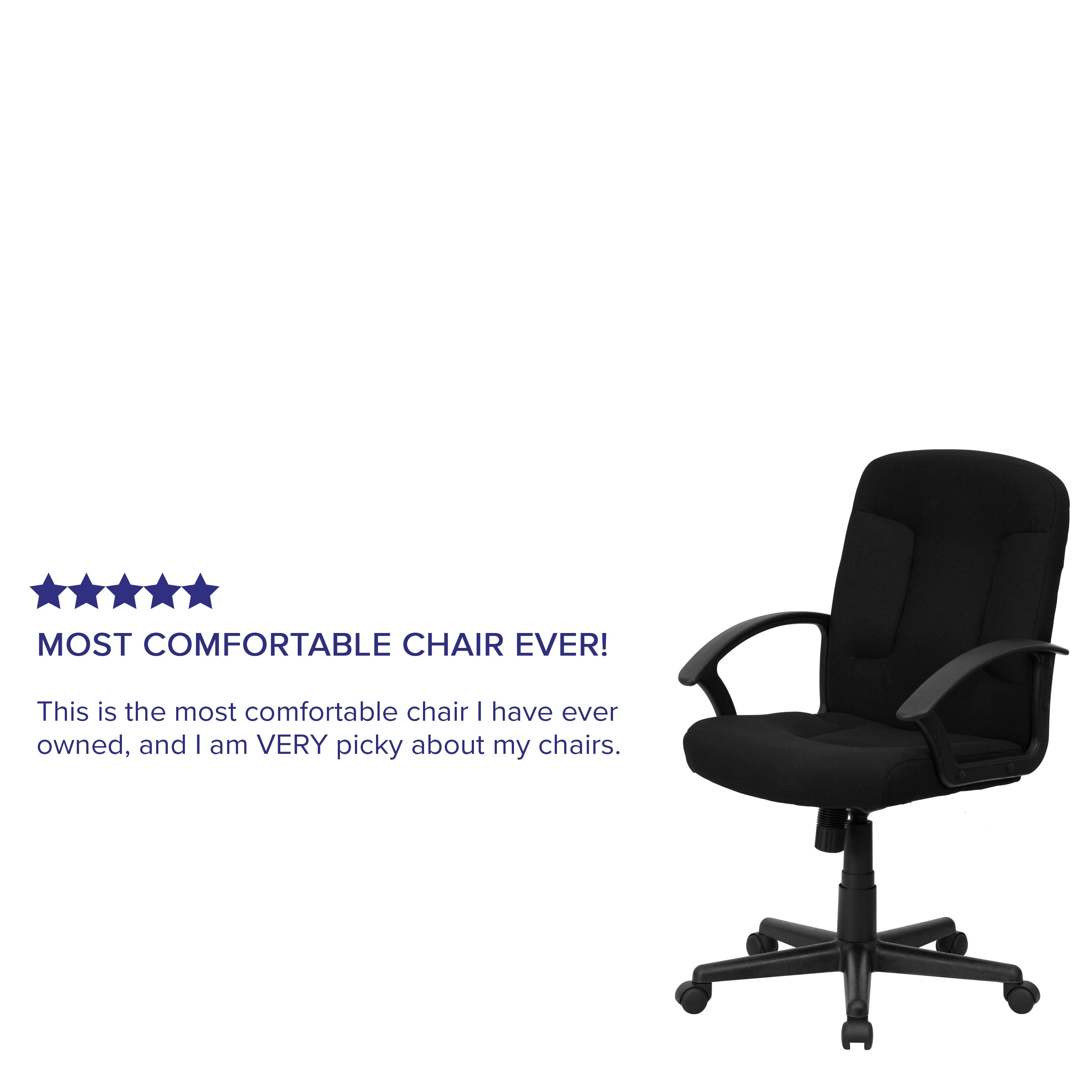 Mid-Back Fabric Executive Swivel Office Chair with Nylon Arms