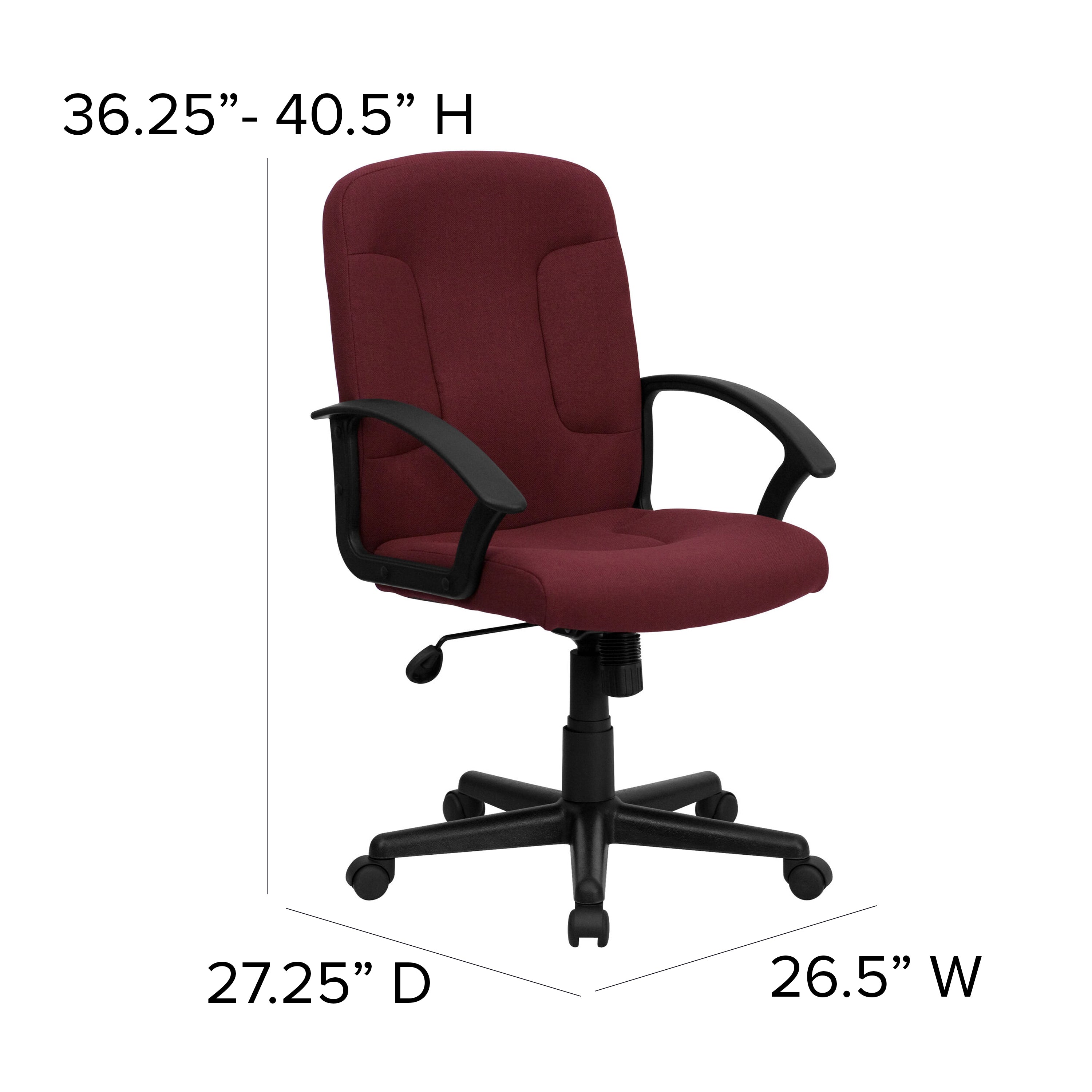 Mid-Back Fabric Executive Swivel Office Chair with Nylon Arms