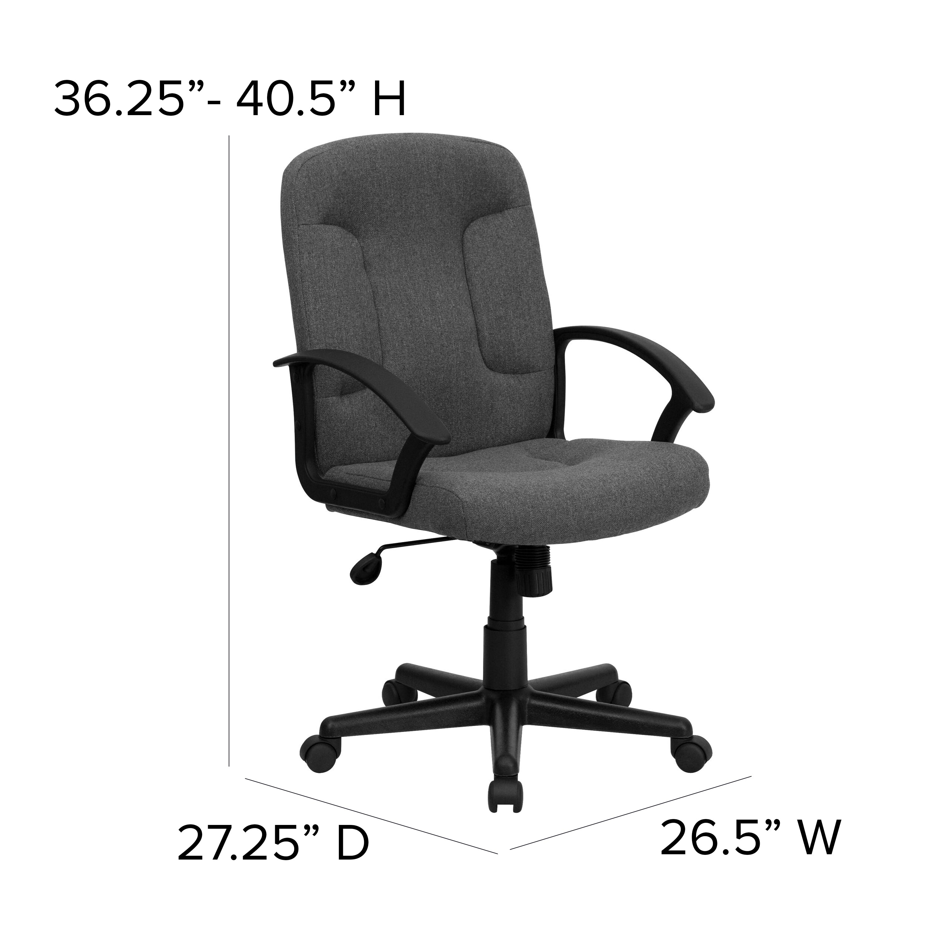 Mid-Back Fabric Executive Swivel Office Chair with Nylon Arms