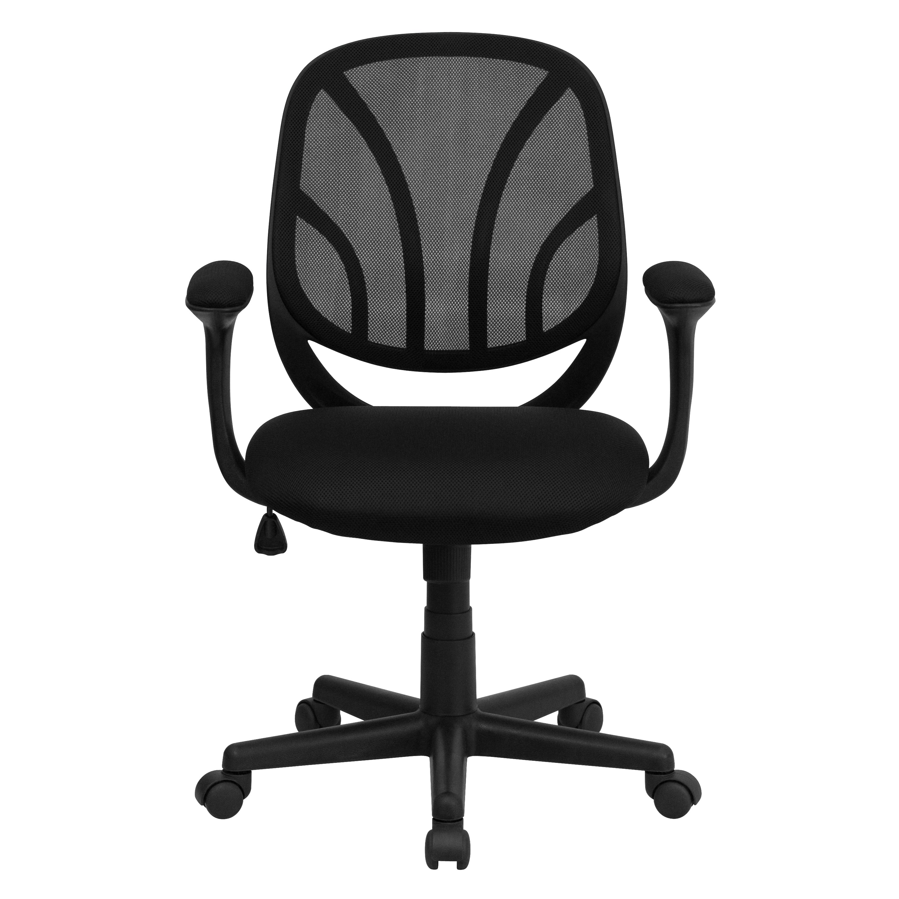 Y-GO Office Chair Mid-Back Mesh Swivel Task Office Chair with Flex Bars and Arms-Office Chair-Flash Furniture-Wall2Wall Furnishings