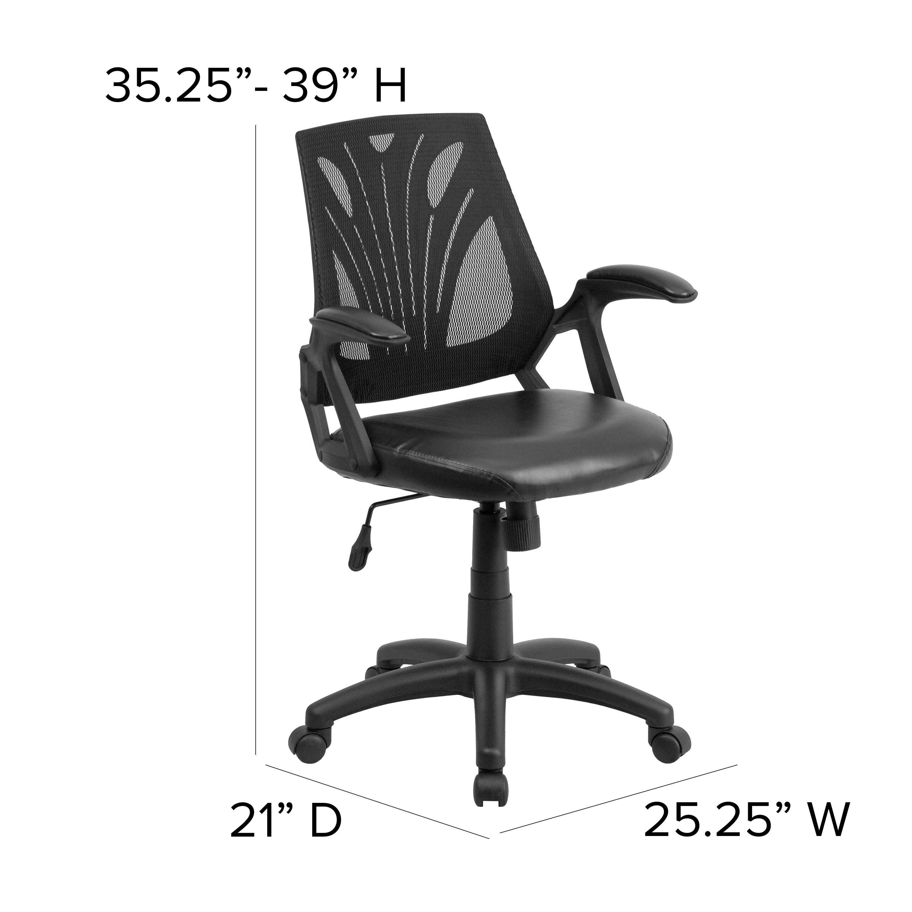 Mid-Back Designer Mesh Swivel Task Office Chair with Open Arms-Office Chair-Flash Furniture-Wall2Wall Furnishings
