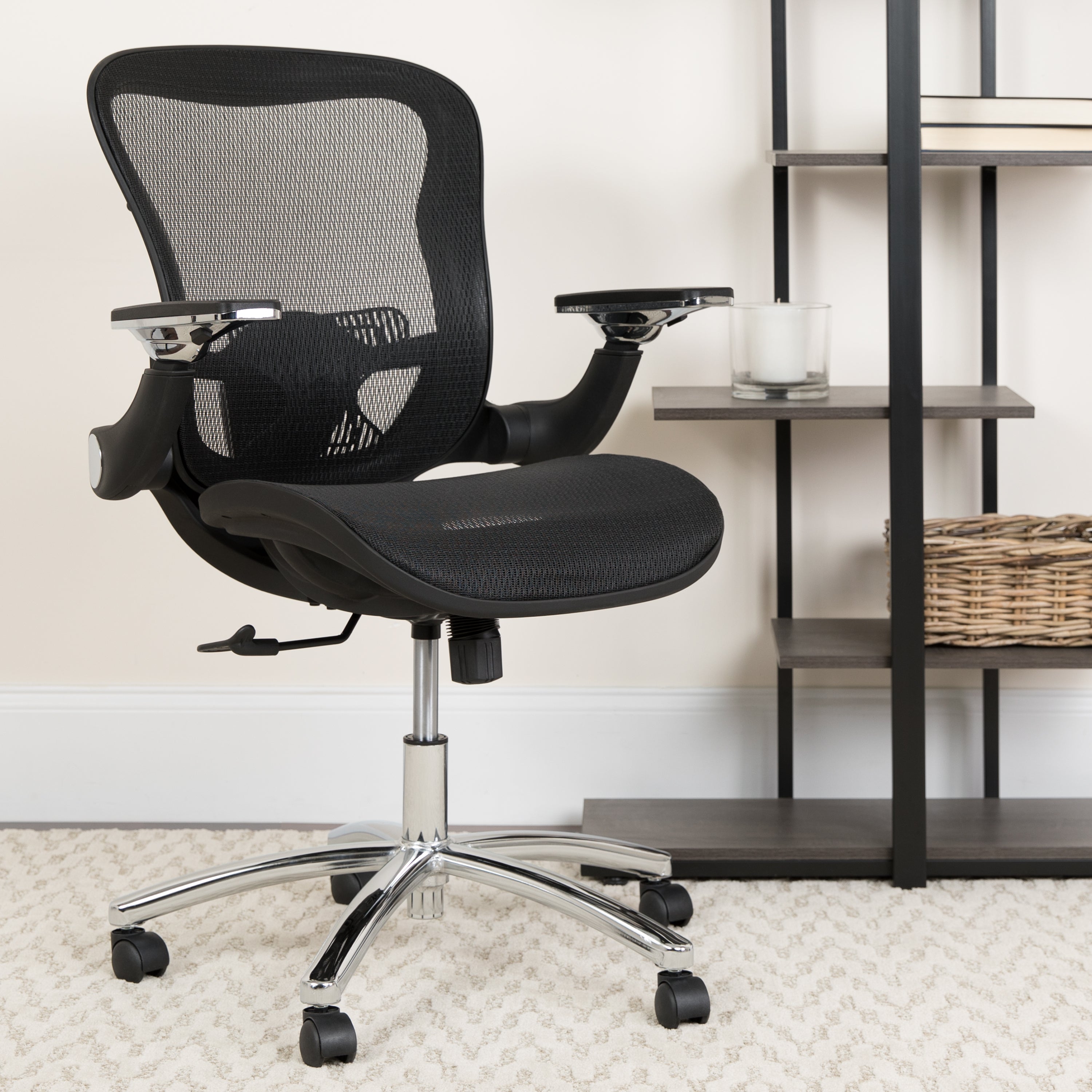 Mid-Back Transparent Mesh Executive Swivel Ergonomic Office Chair with Synchro-Tilt and Height Adjustable Flip-Up Arms-Office Chair-Flash Furniture-Wall2Wall Furnishings