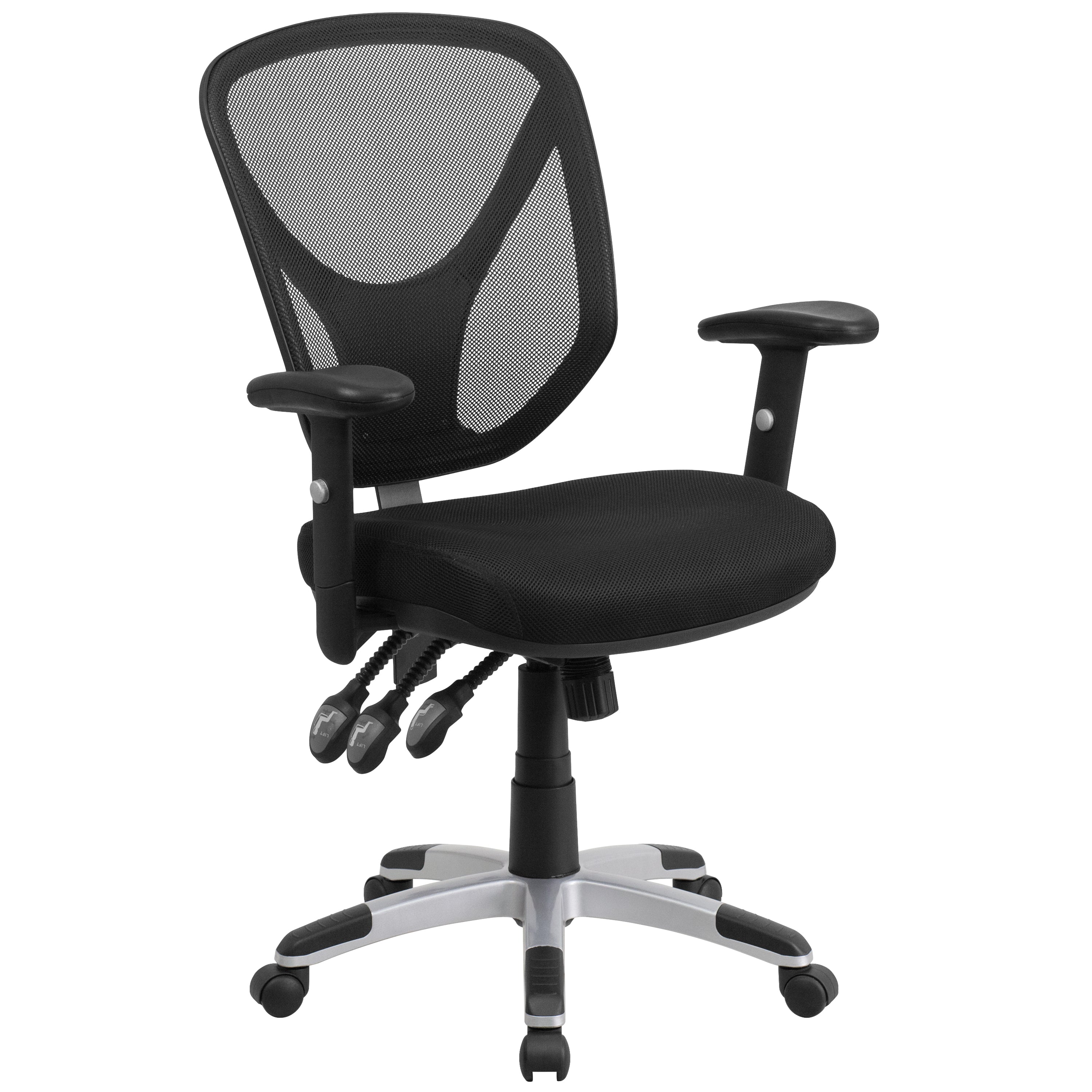 Mid-Back Mesh Multifunction Swivel Ergonomic Task Office Chair with Adjustable Arms-Office Chair-Flash Furniture-Wall2Wall Furnishings