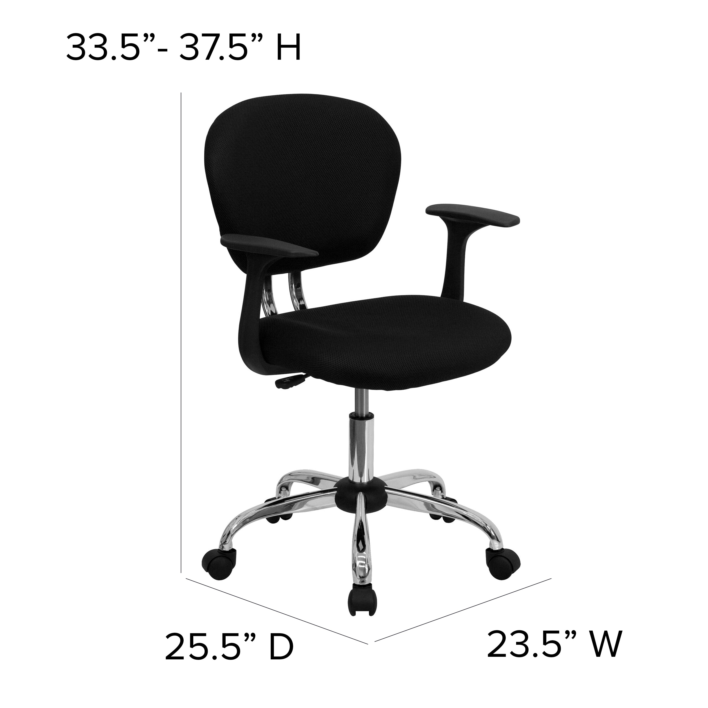 Mid-Back Mesh Padded Swivel Task Office Chair with Chrome Base and Arms