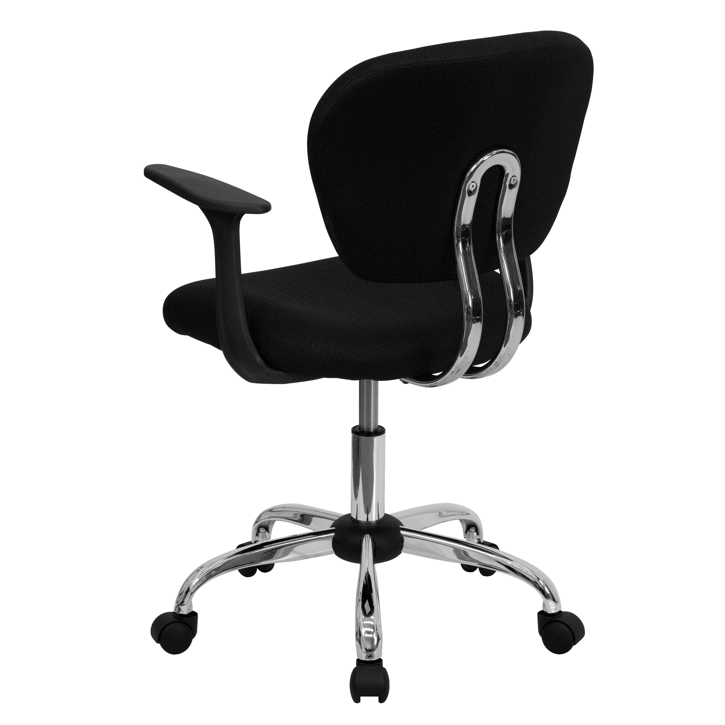 Mid-Back Mesh Padded Swivel Task Office Chair with Chrome Base and Arms