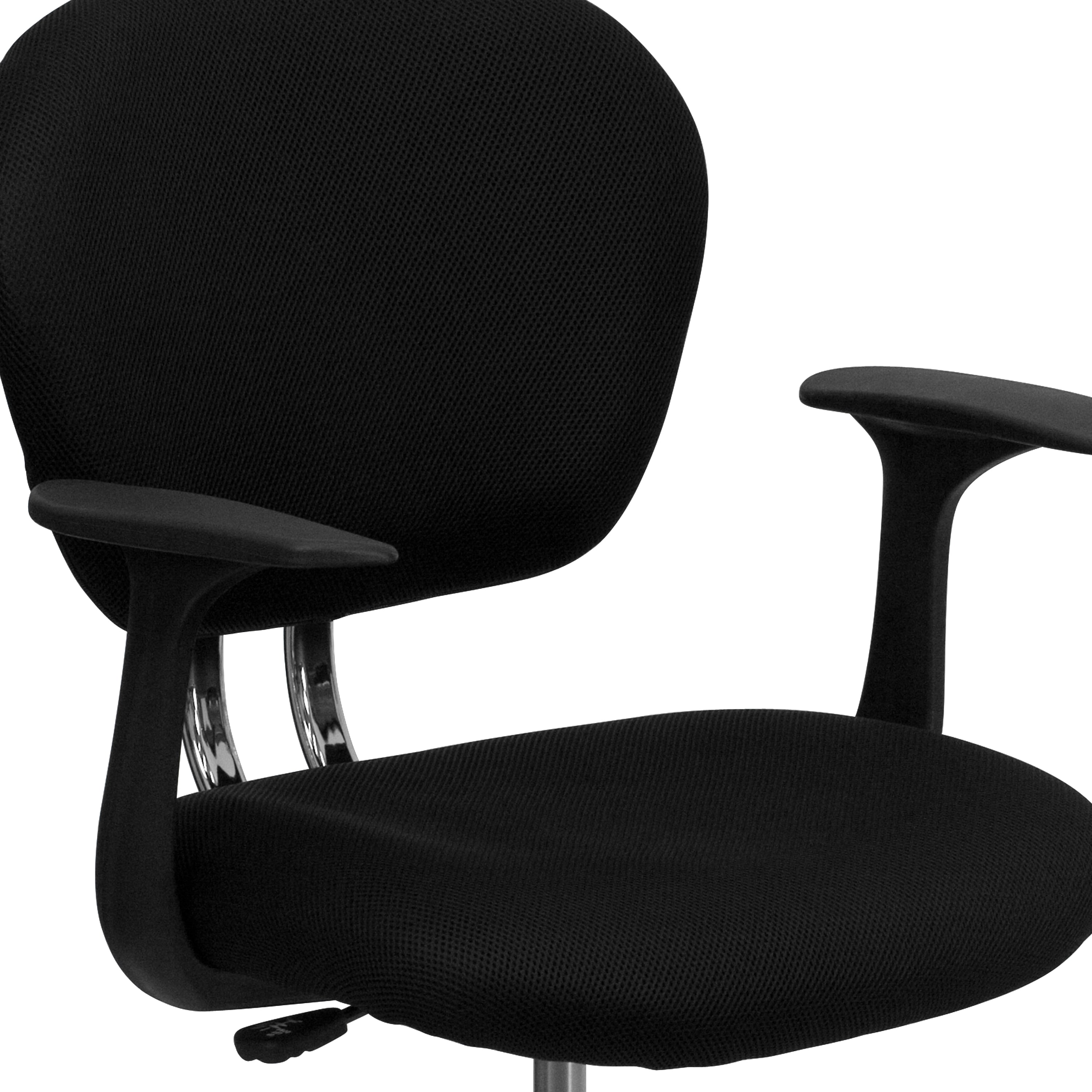 Mid-Back Mesh Padded Swivel Task Office Chair with Chrome Base and Arms