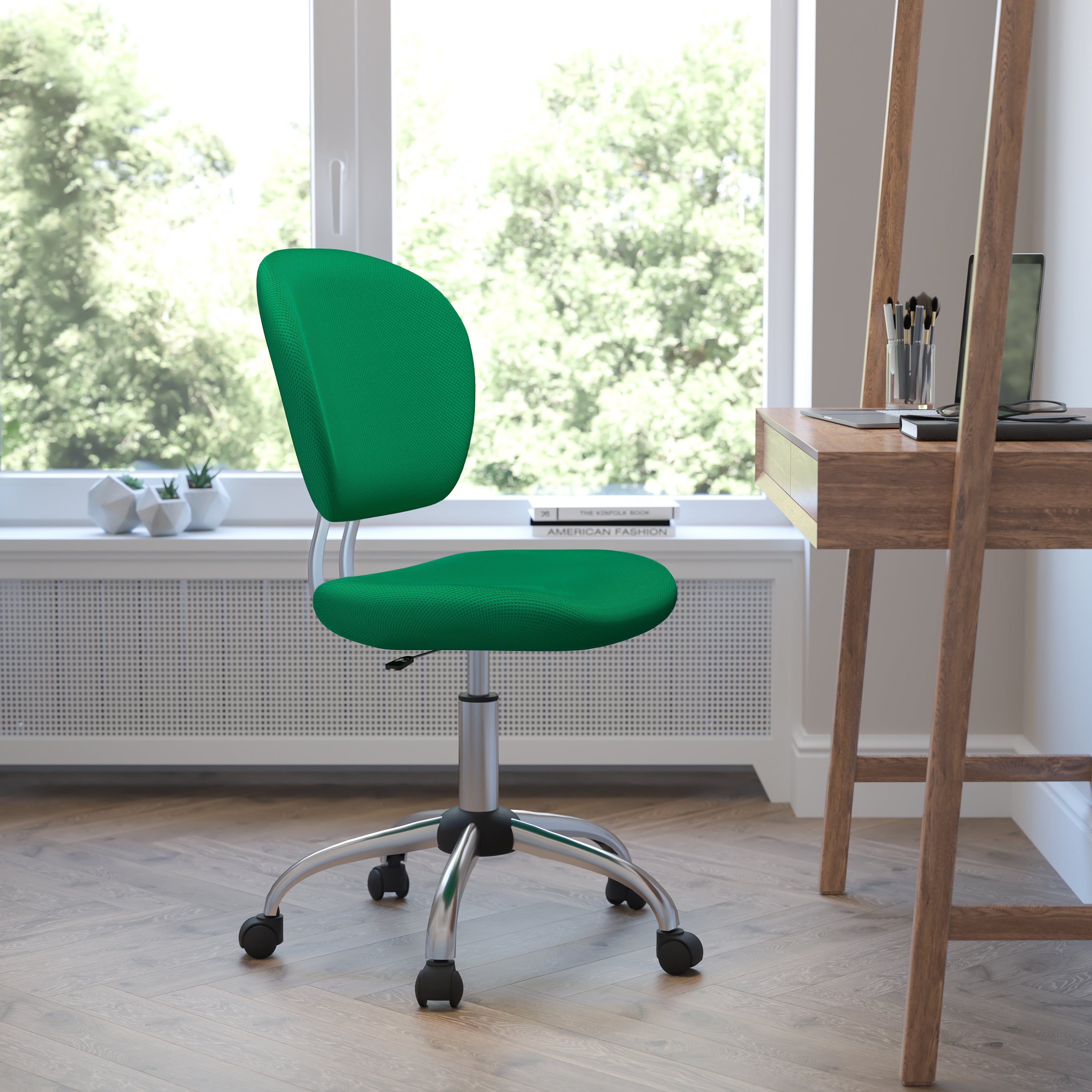 Mid-Back Mesh Padded Swivel Task Office Chair with Chrome Base