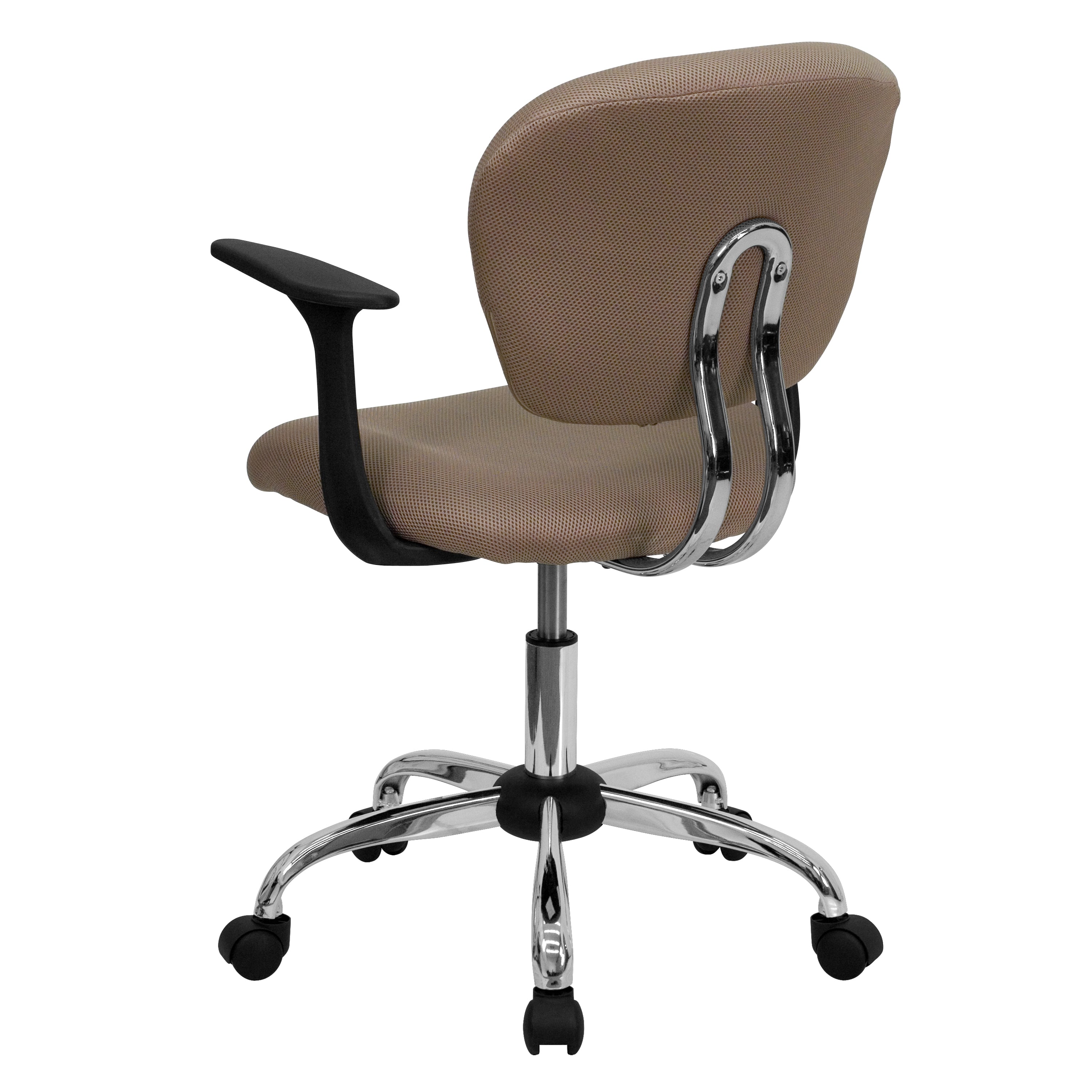 Mid-Back Mesh Padded Swivel Task Office Chair with Chrome Base and Arms