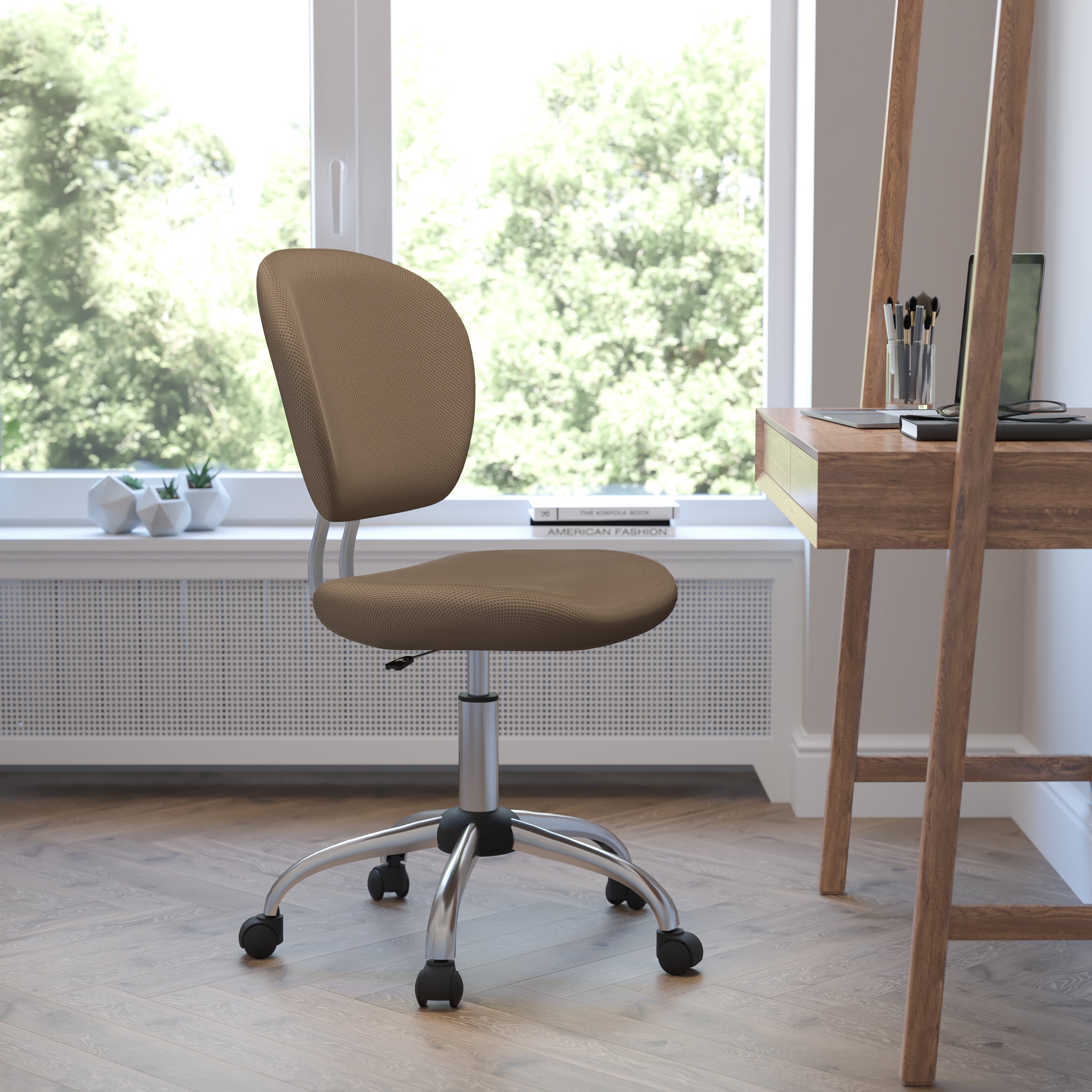 Mid-Back Mesh Padded Swivel Task Office Chair with Chrome Base