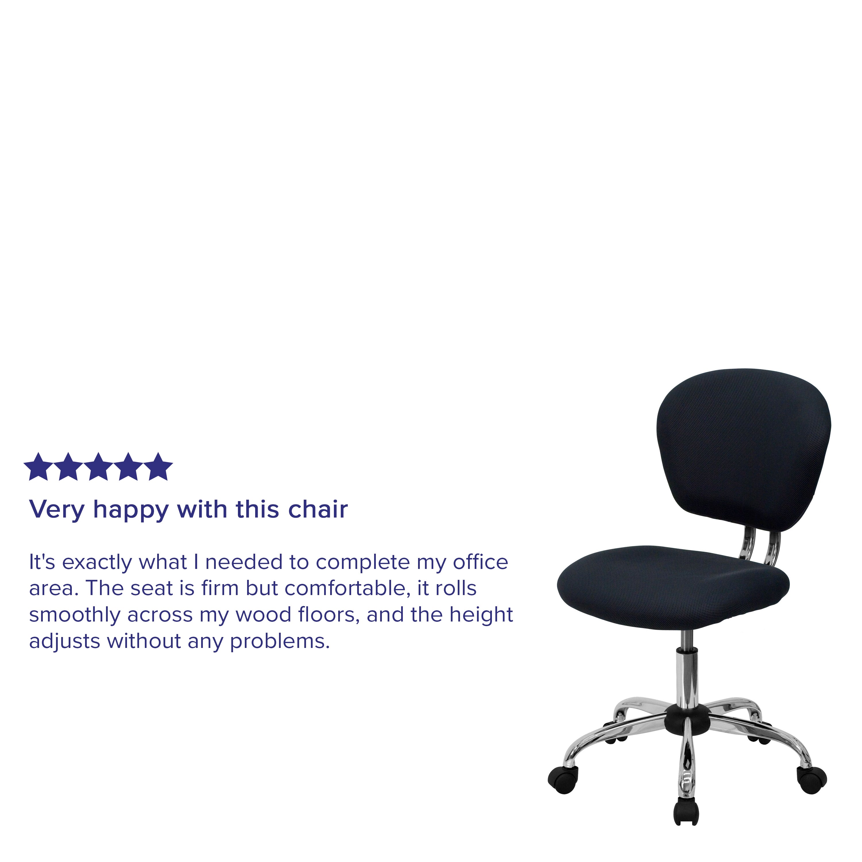 Mid-Back Mesh Padded Swivel Task Office Chair with Chrome Base