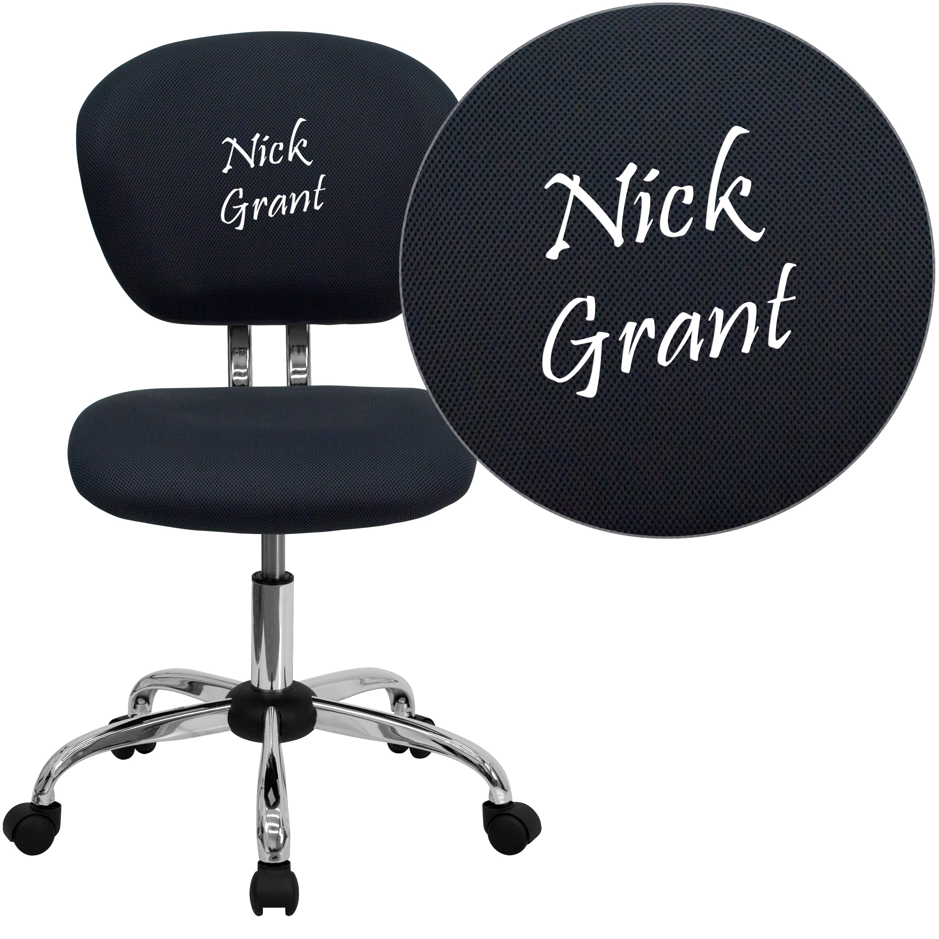 Personalized Mid-Back Mesh Swivel Task Office Chair with Chrome Base
