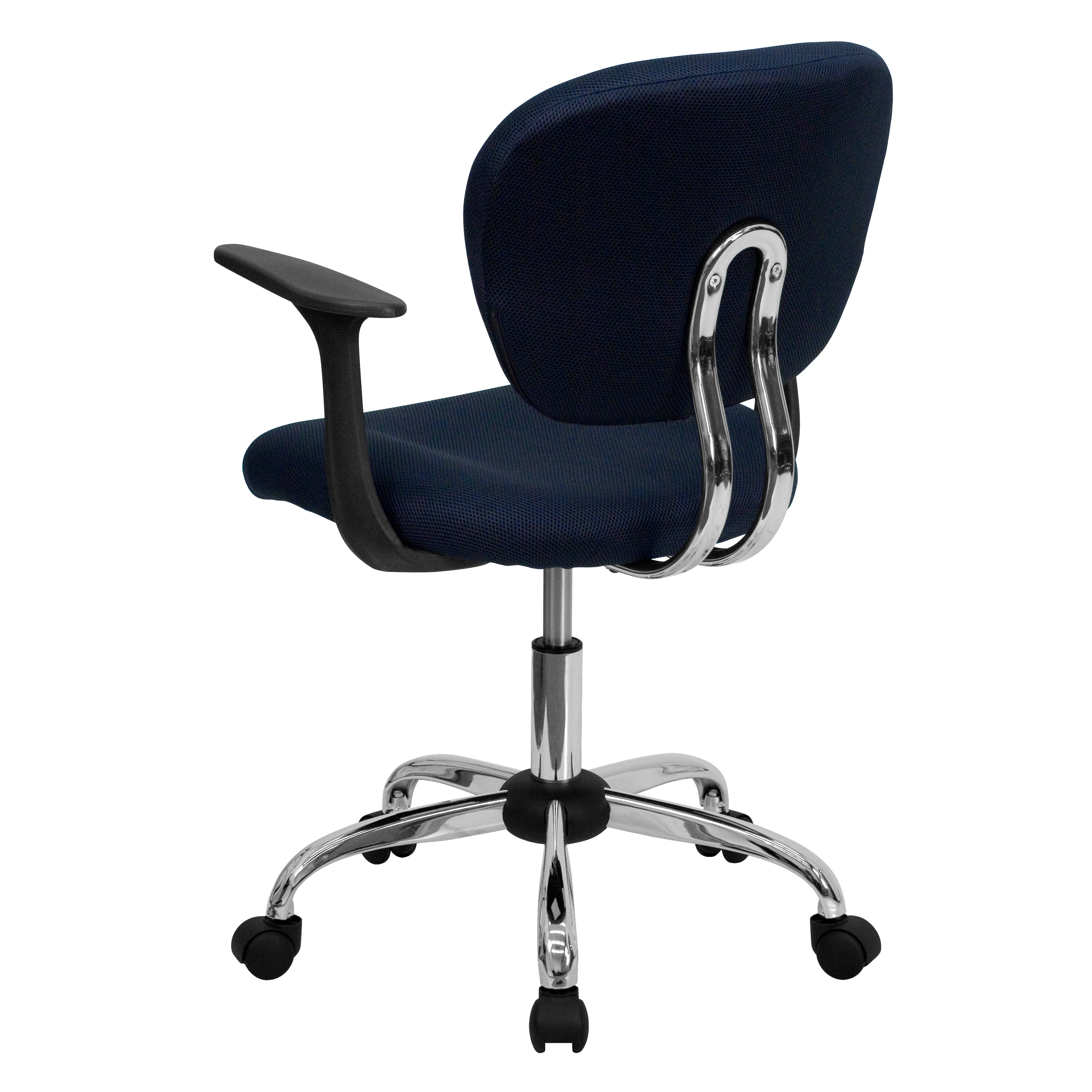 Mid-Back Mesh Padded Swivel Task Office Chair with Chrome Base and Arms