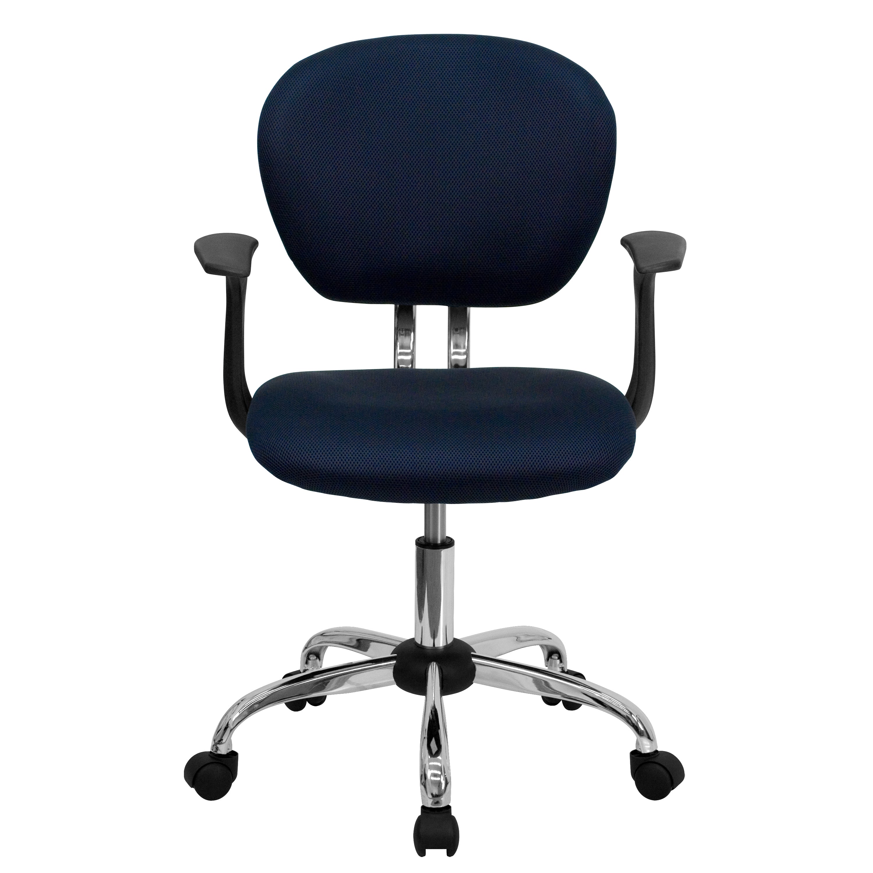 Mid-Back Mesh Padded Swivel Task Office Chair with Chrome Base and Arms